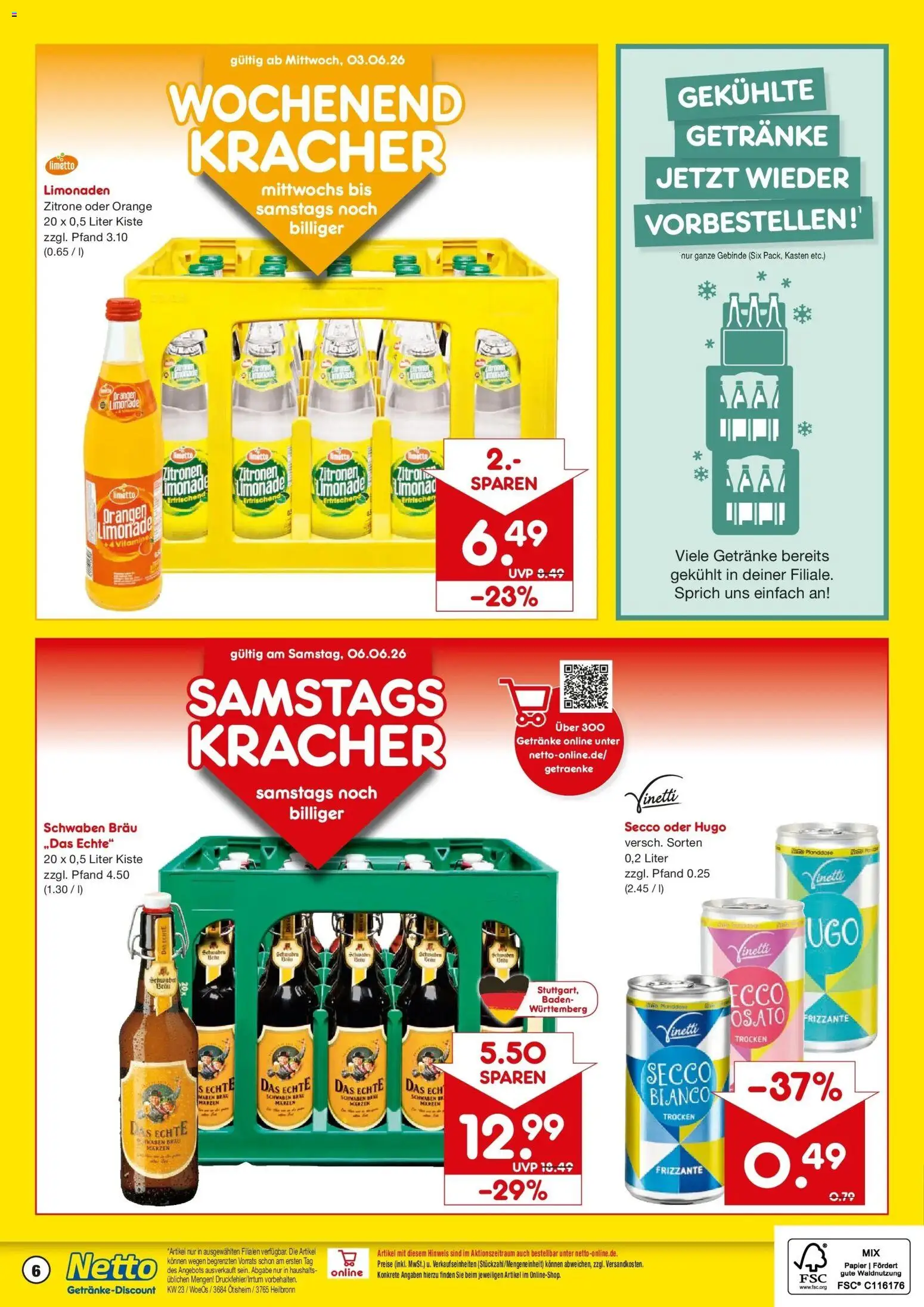 Netto Marken-Discount Prospekt Ötisheim – gültig ab 01.06.2026 | Seite: 6 | Produkte: Orangen, Limonade, Hugo, Zitronen