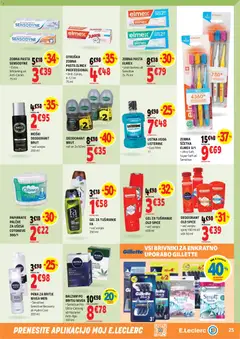 E.leclerc katalog akcije – veljaven od 08.07.2026 | Stran: 25 | Izdelki: Pena za britje, Gel za tusiranje, Zobna pasta, Voda