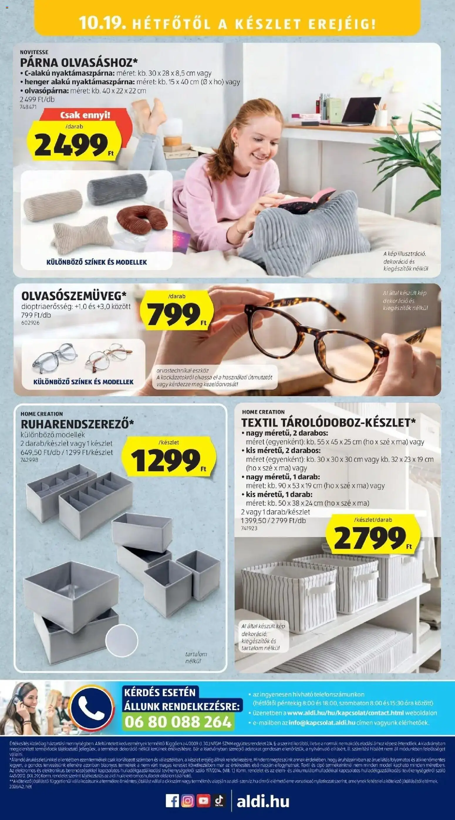 Aldi akciós ujság - amely érvényes a következő dátumtól: 2026.10.15. | Oldal: 44 | Termékek: Párna, Elem, Óra, Eszköz