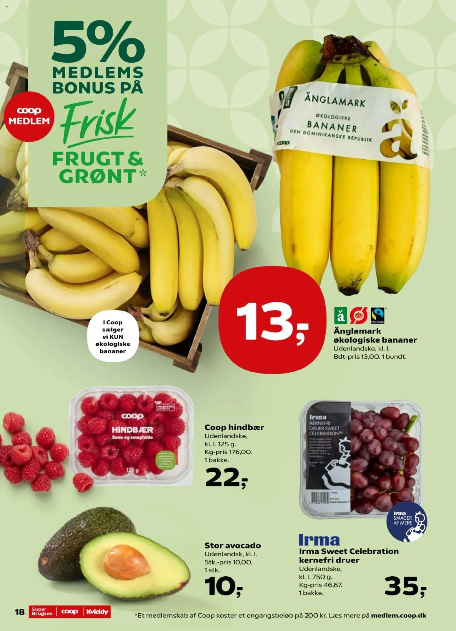 Super Brugsen tilbudsavis – gyldig fra 28/08/2026 | Side: 20 | Produkter: Bananer, Avocado, Hindbær, Druer