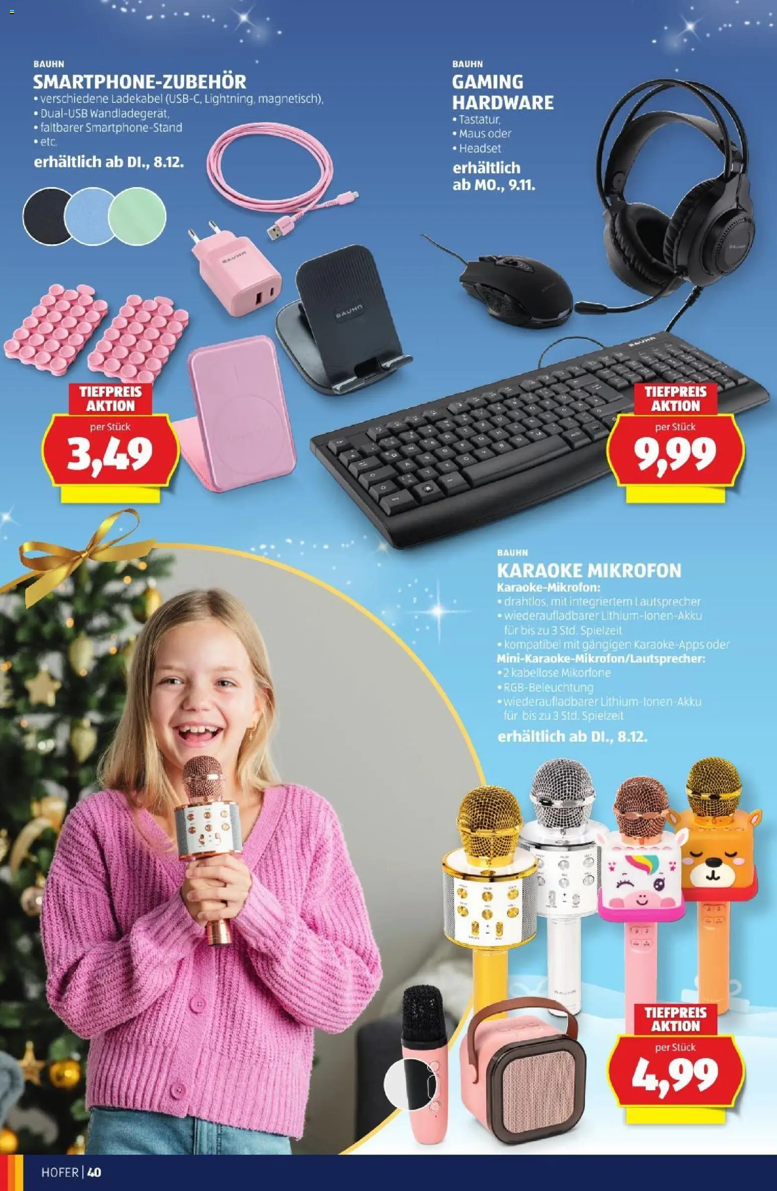 Hofer Weihnachtskatalog gültig ab 28.10.2026 | Seite: 40 | Produkte: Smartphone, Maus, Mikrofon, Lautsprecher