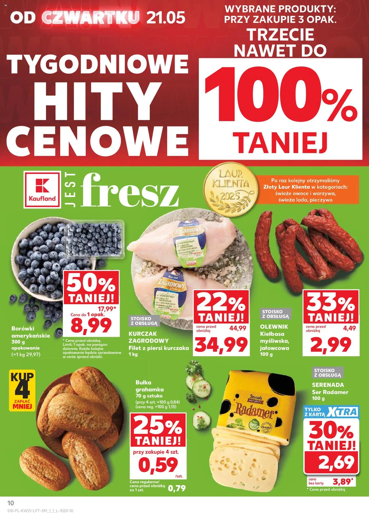 Kaufland gazetka od 21.05.2026 | Strona: 10 | Produkty: Pieczywo, Karta, Piersi, Owoce