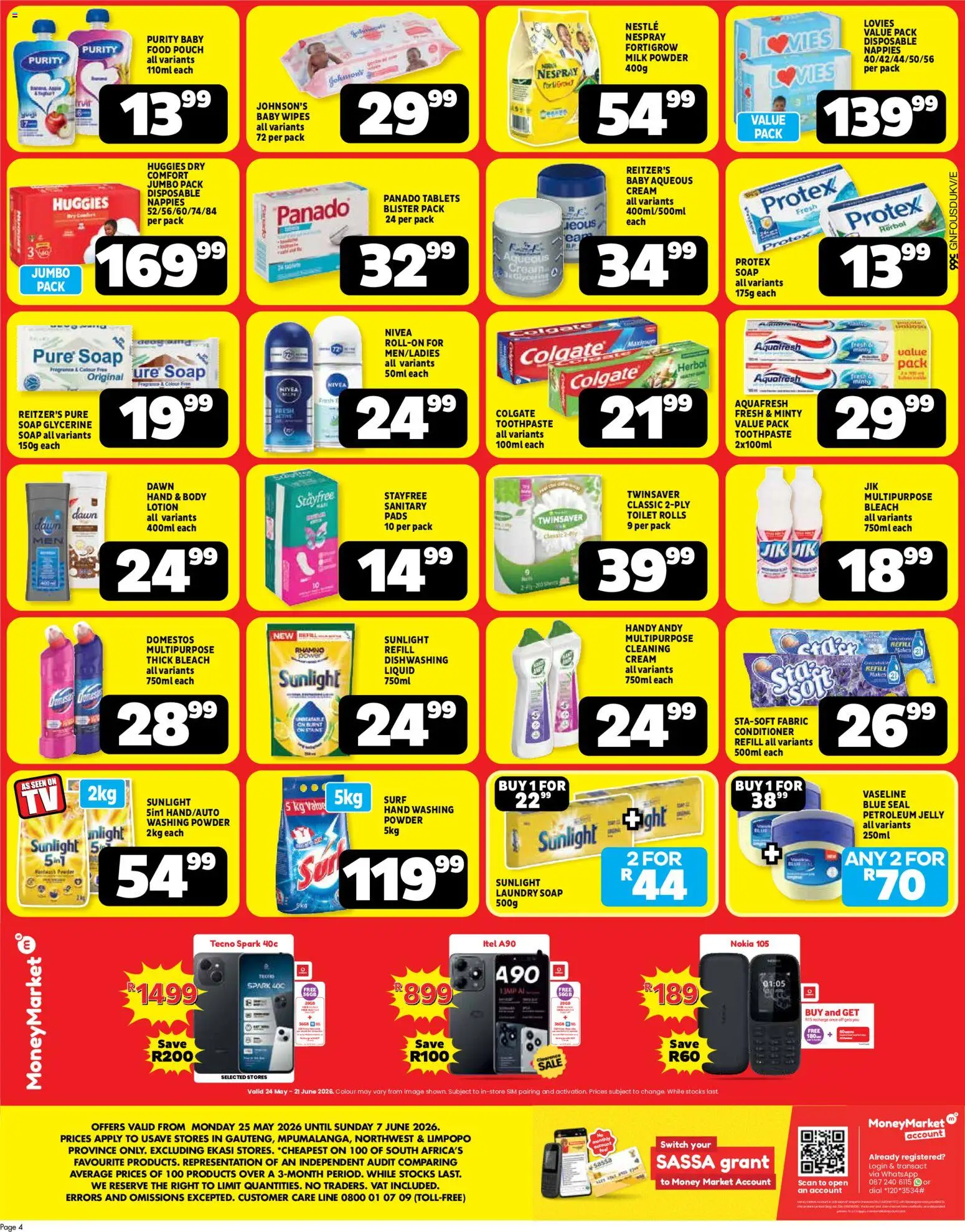 New Usave catalogue – valid from 25.05.2026 | Page: 4 | Products: Switch, Toothpaste, Petroleum jelly, Lotion