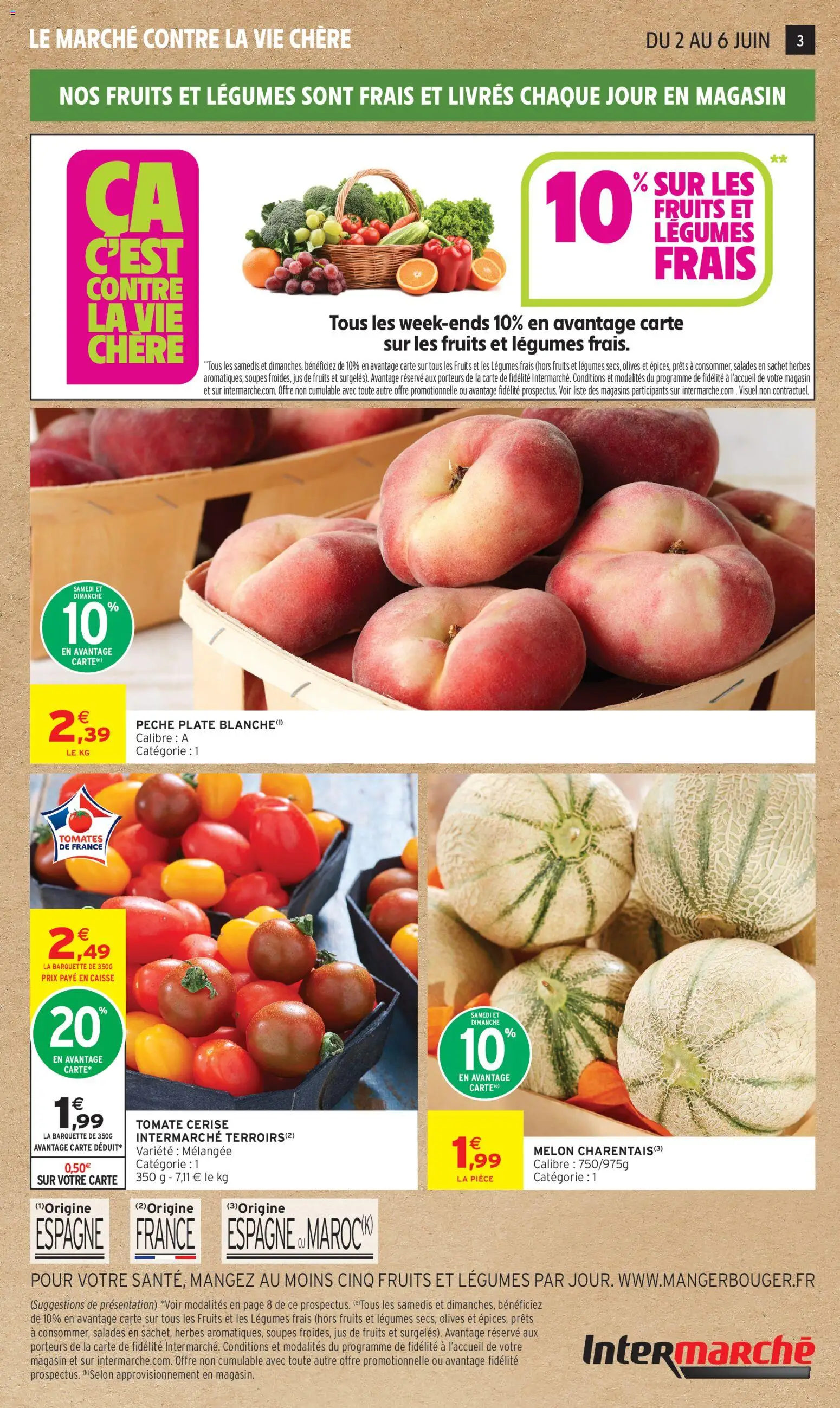 {H1} | Page: 3 | Produits: Olives, Melon, Pêche, Tomates