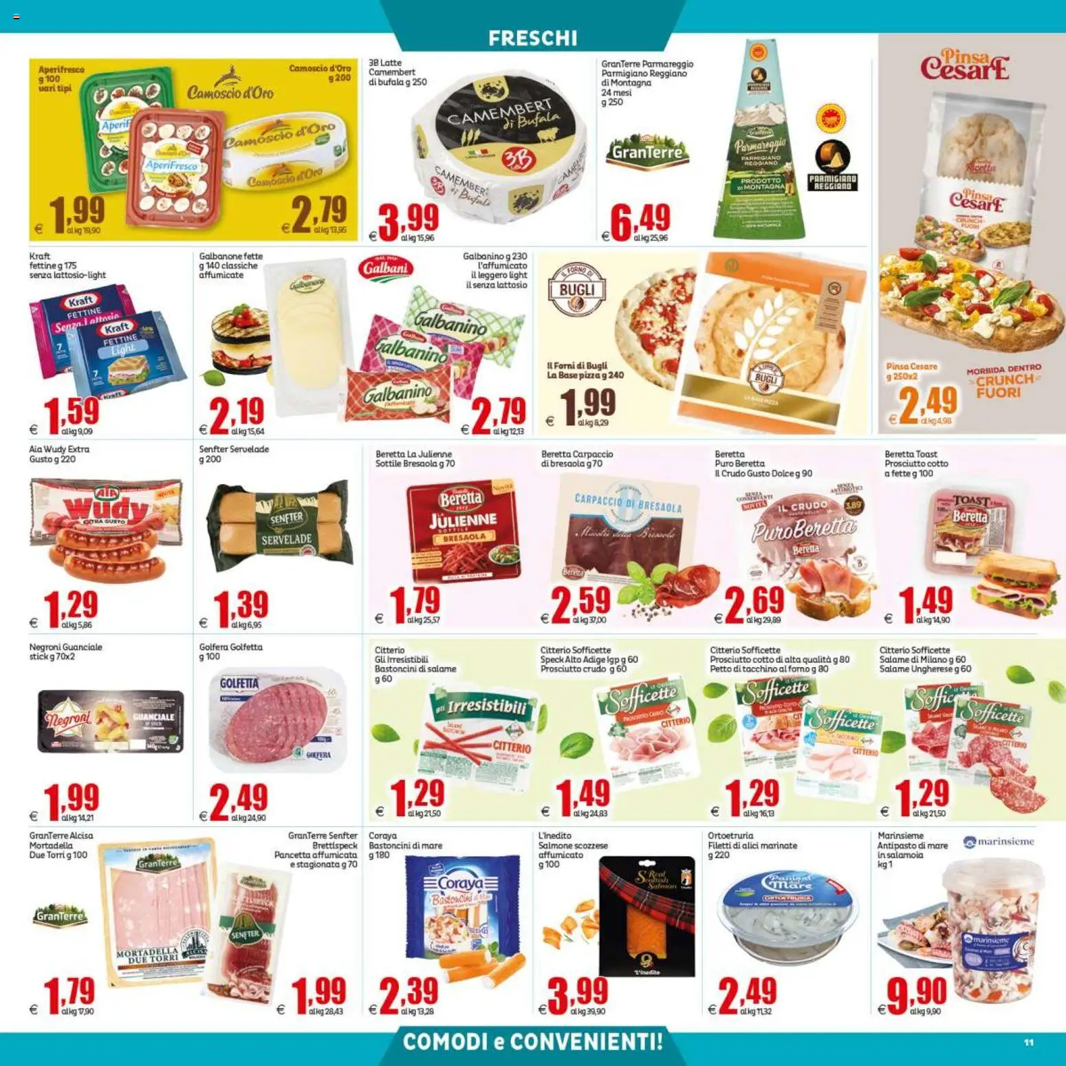 Volantino Elite Supermercati del 04/09/2026 | Pagina: 11 | Prodotti: Prosciutto Crudo, Pizza, Latte, Parmigiano reggiano