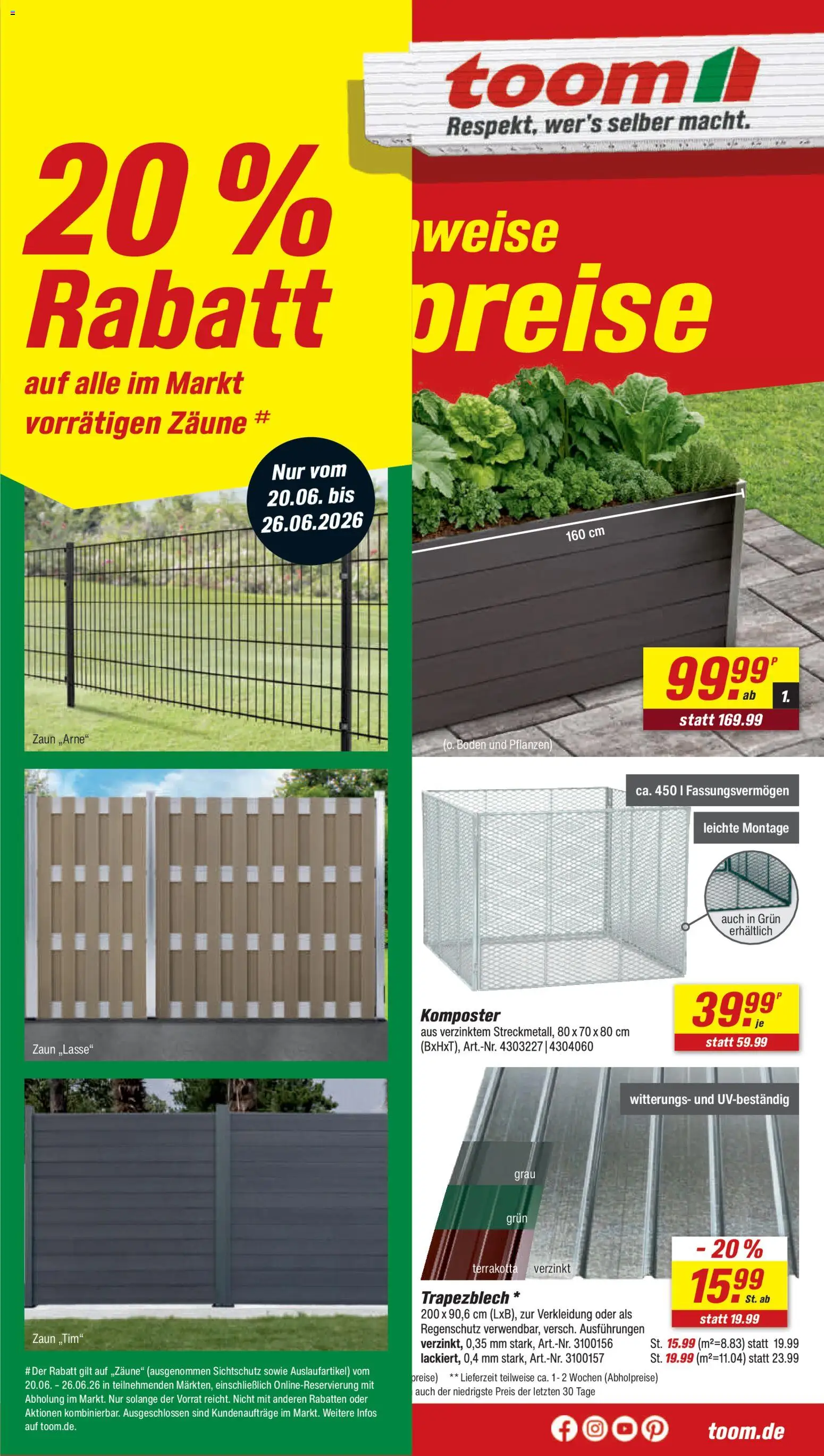 Toom Baumarkt Prospekt – gültig ab 20.06.2026 | Seite: 1