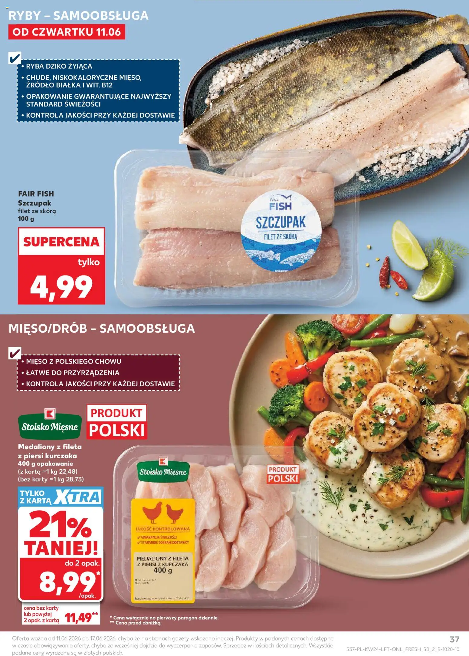 Kaufland Polsko leták od 11.06.2026 | Strana: 37 | Produkty: Ryba, Ryby, Filet, Karty