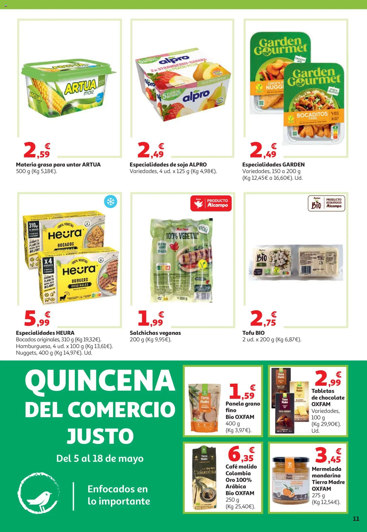 Alcampo HG Nacional │ válido desde el 05.05.2026 | Página: 11 | Productos: Café, Chocolate, Café molido, Φρυγανιές σικάλεως