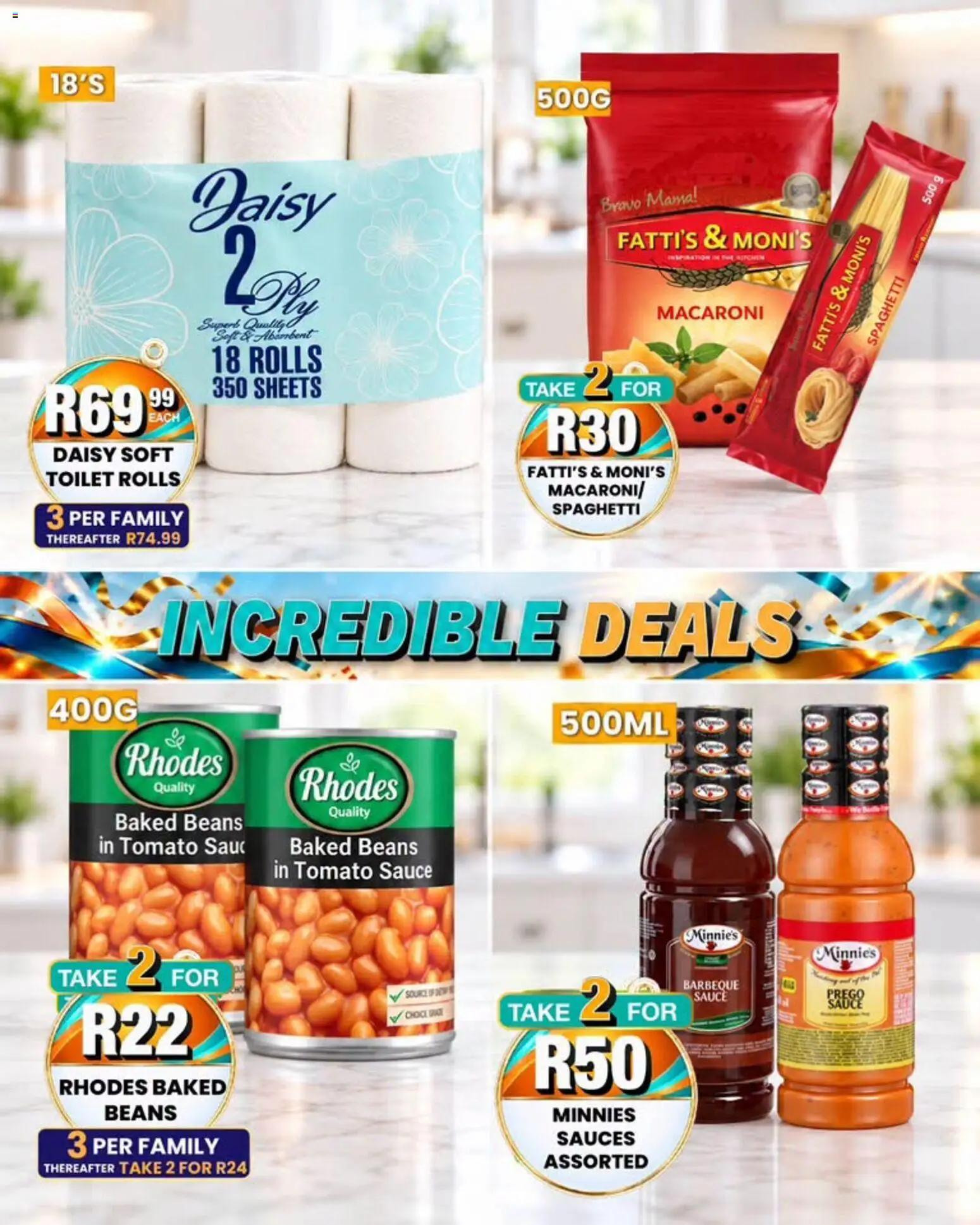 New Take n Pay catalogue – valid from 09/10/2026 | Page: 3 | Products: Beans, Baked beans, Sauces, Spaghetti