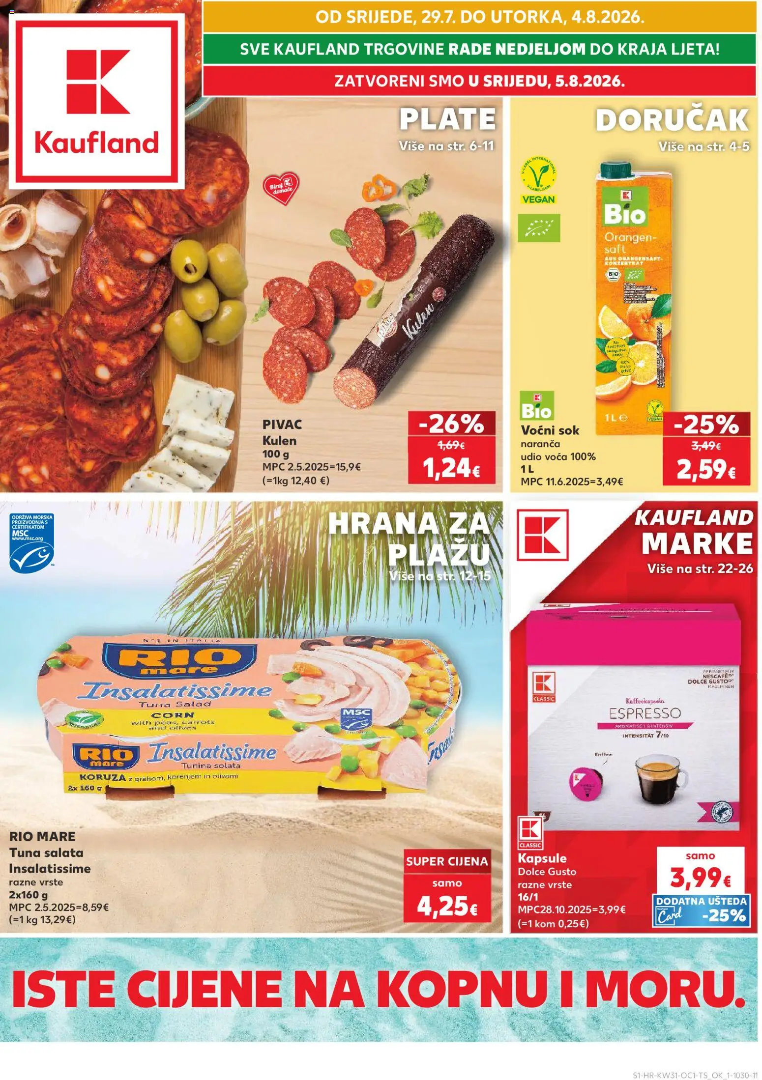 Kaufland katalog | vrijedi od 29.07.2026 | Stranica: 1 | Proizvodi: Dolce Gusto, Salata, Kulen, Tuna