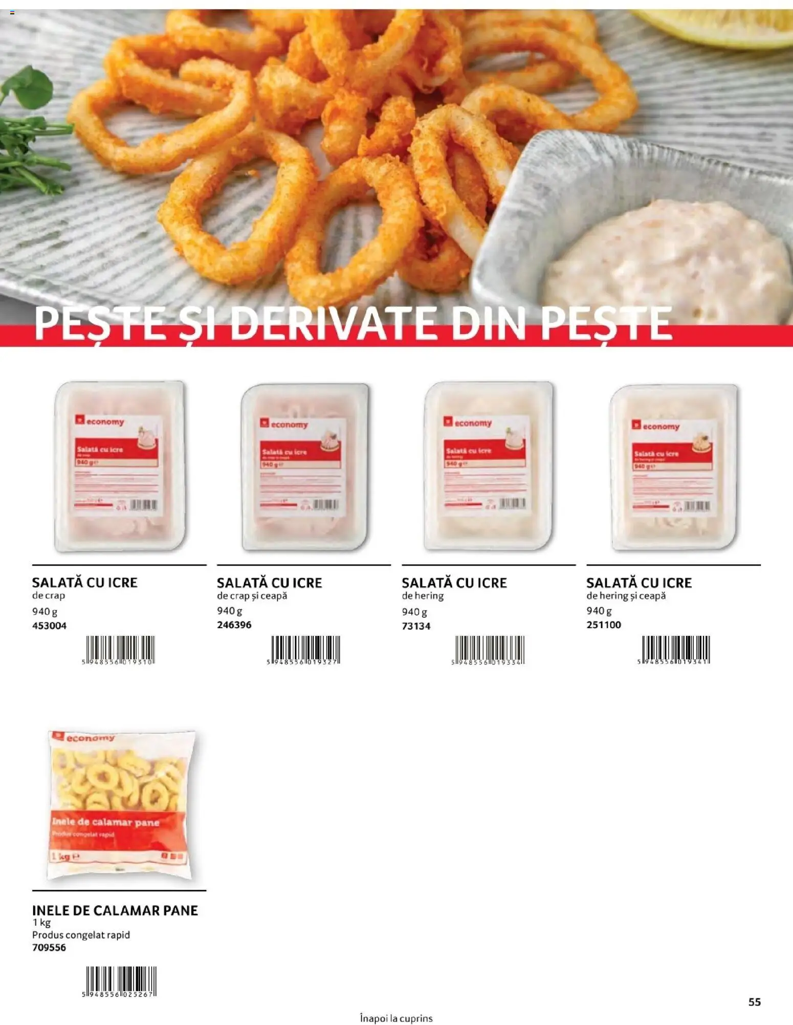 Noul catalog Selgros – valabil de la 01.08.2026 | Pagină: 55 | Produse: Pește, Salată cu icre, Salată, Ceapă