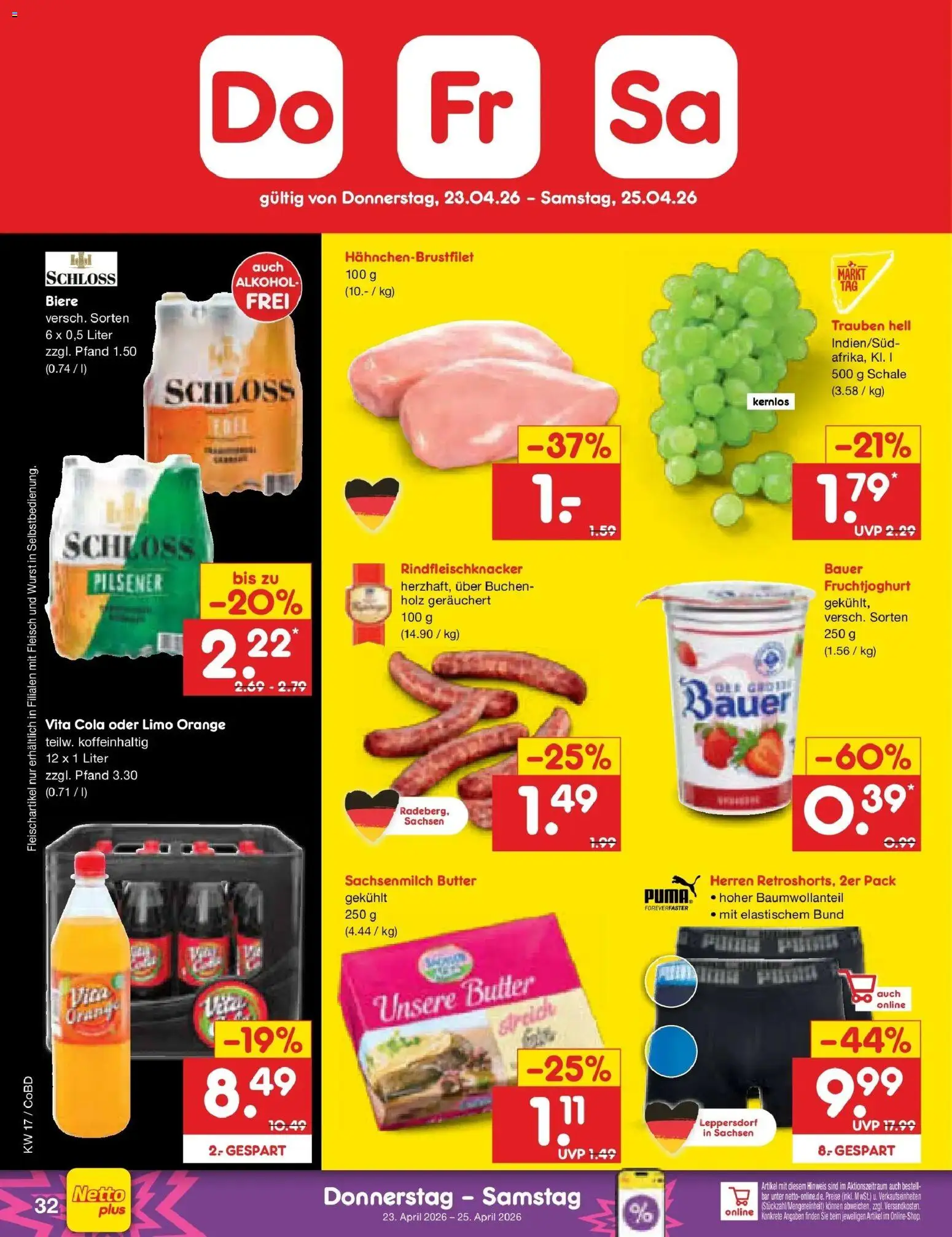 Netto Marken-Discount Prospekt Delitzsch	 – gültig ab 20.04.2026 | Seite: 48 | Produkte: Butter, Wurst, Vita cola, Fleisch