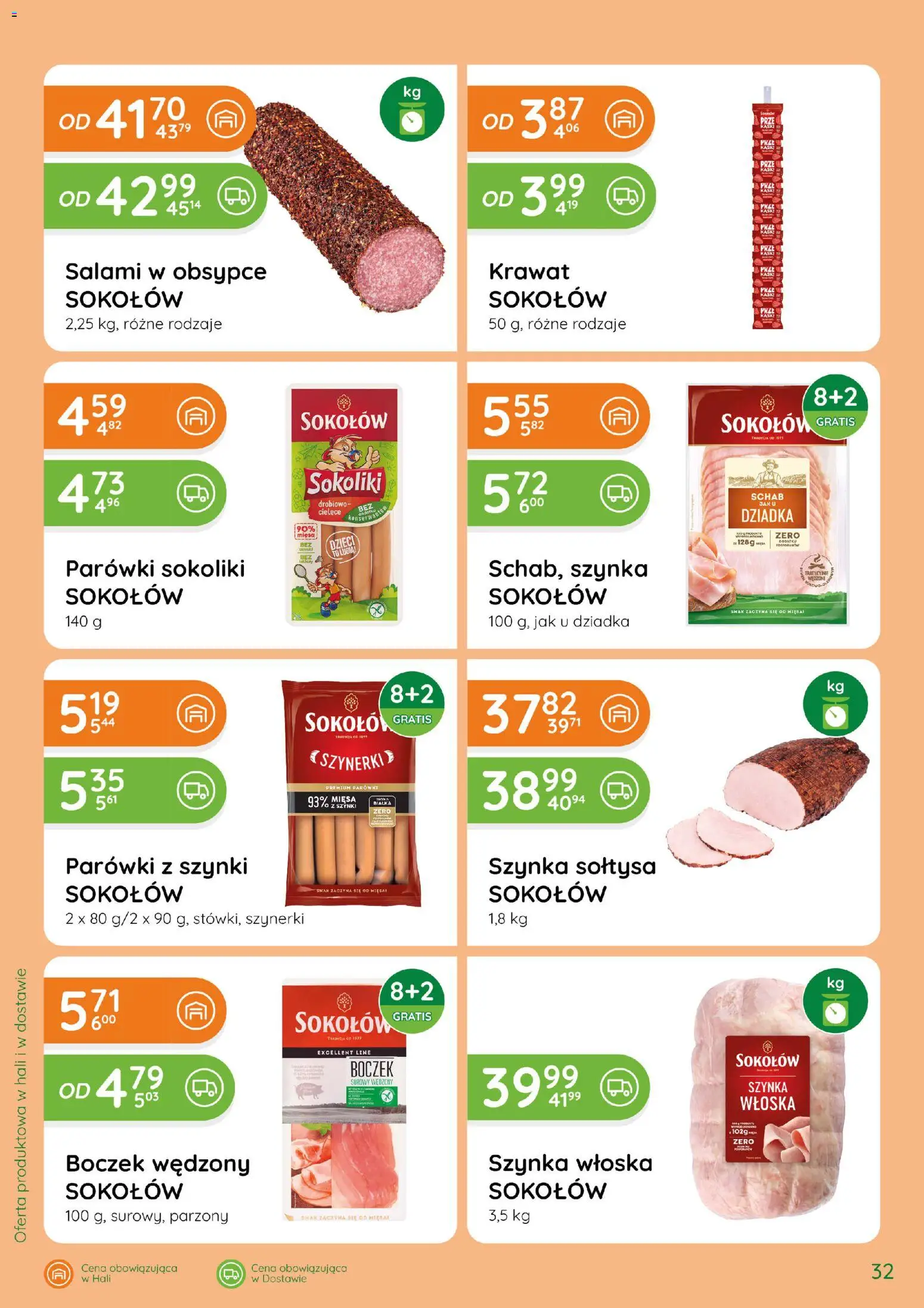 Eurocash gazetka - Katalog Wędlin od 01.10.2026 | Strona: 32 | Produkty: Parówki z szynki, Szynka, Boczek wędzony, Boczek