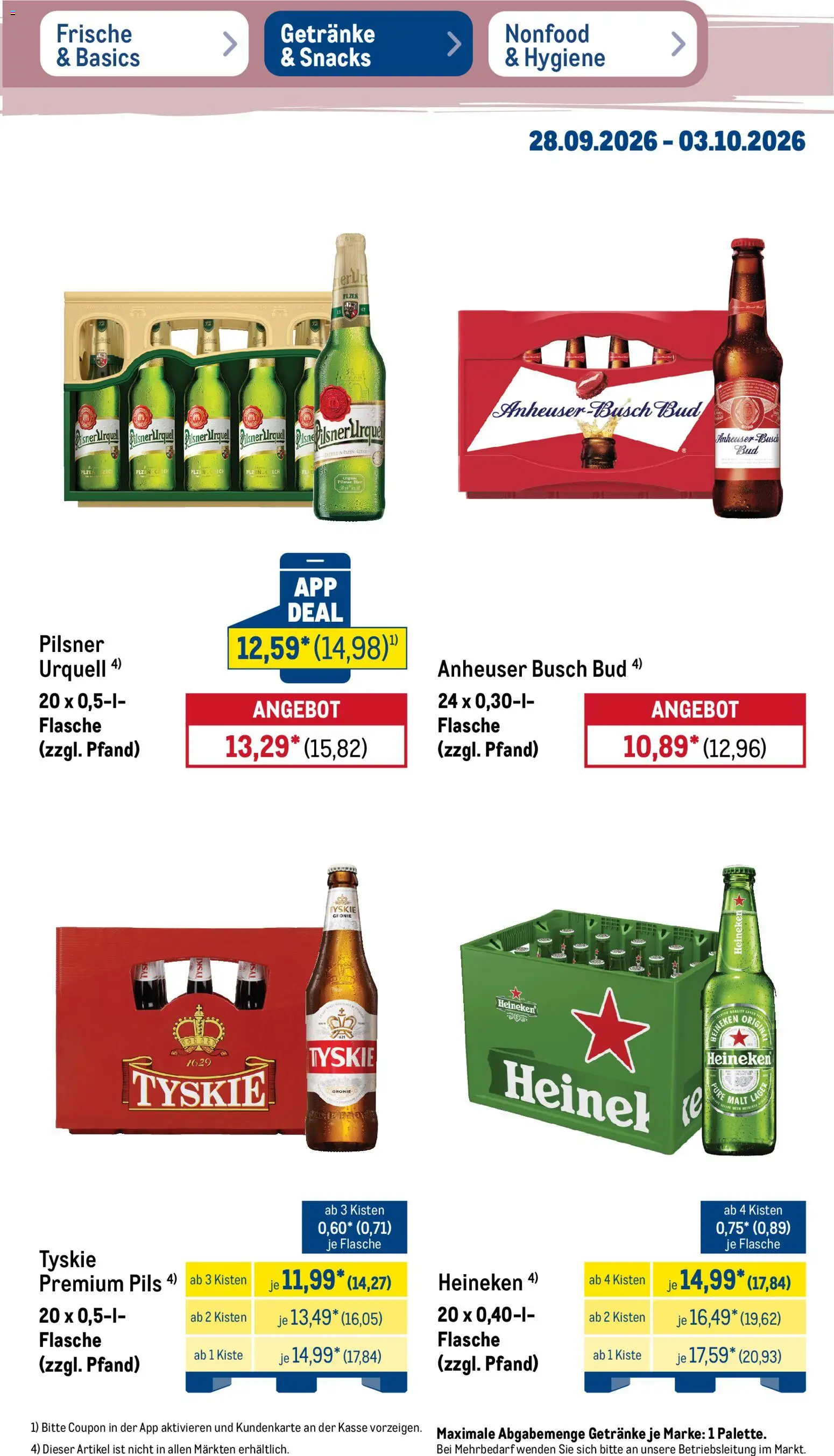 Metro Prospekt – gültig ab 28.09.2026 | Seite: 27 | Produkte: Tyskie, Pils, Heineken, Pilsner urquell