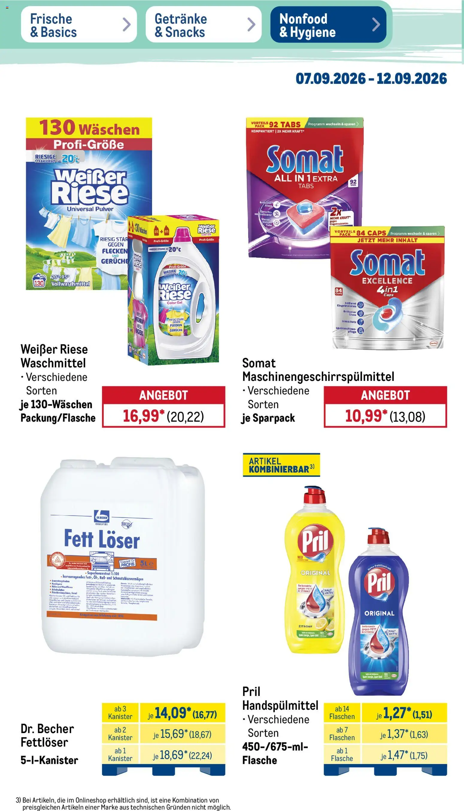 Metro Prospekt – gültig ab 07.09.2026 | Seite: 40 | Produkte: Wasser, Waschmittel, Zitrone, Pril
