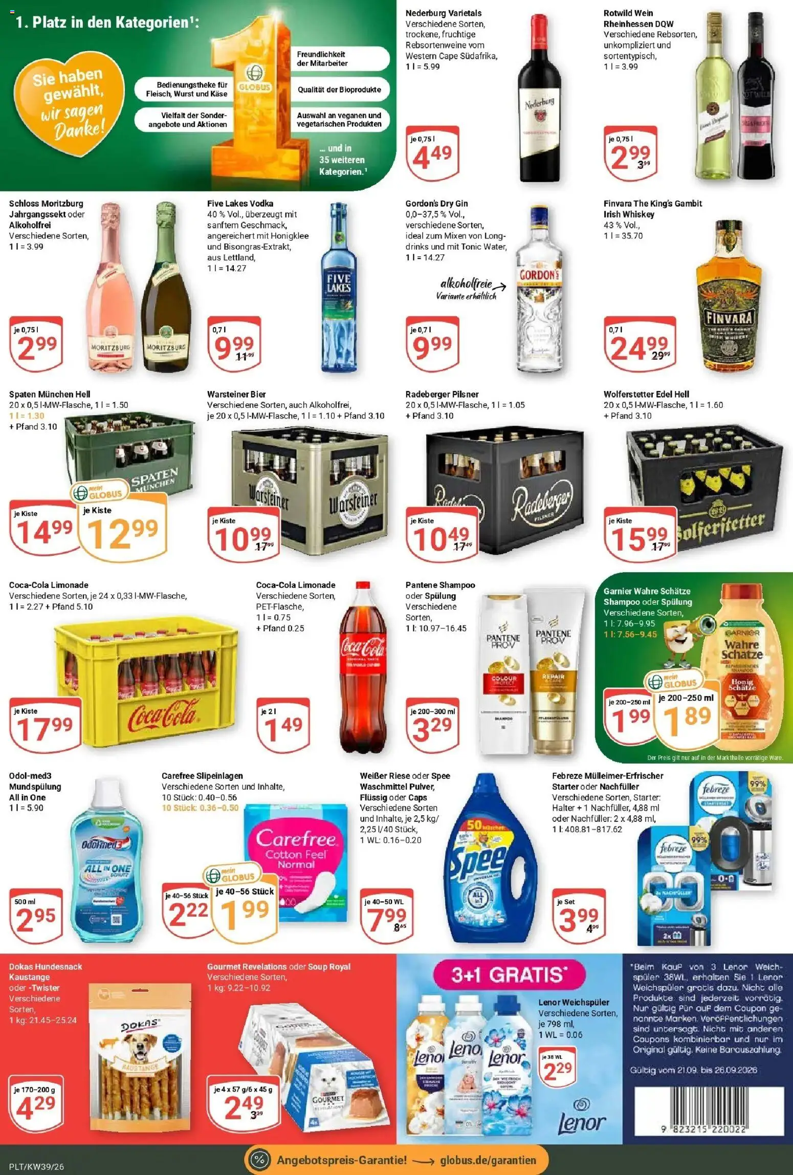Globus Prospekt Plattling (ab 21.09.2026) » Angebote online | Seite: 5 | Produkte: Bier, Spee, Weichspüler, Whiskey