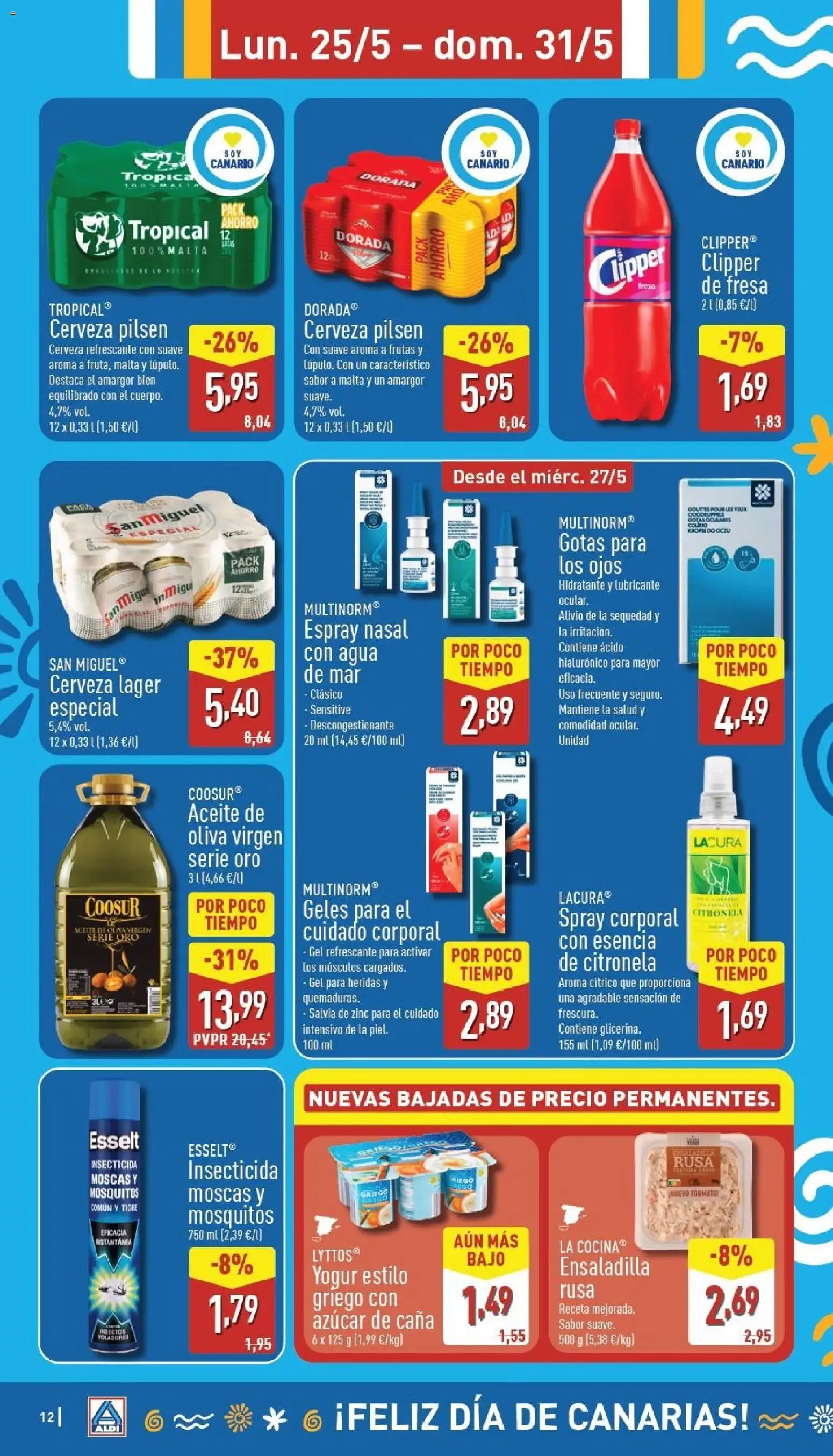 Aldi folleto Canarias │ válido desde el 25.05.2026 | Página: 12 | Productos: Ensaladilla, Κασκόλ, Aceite, Cocina