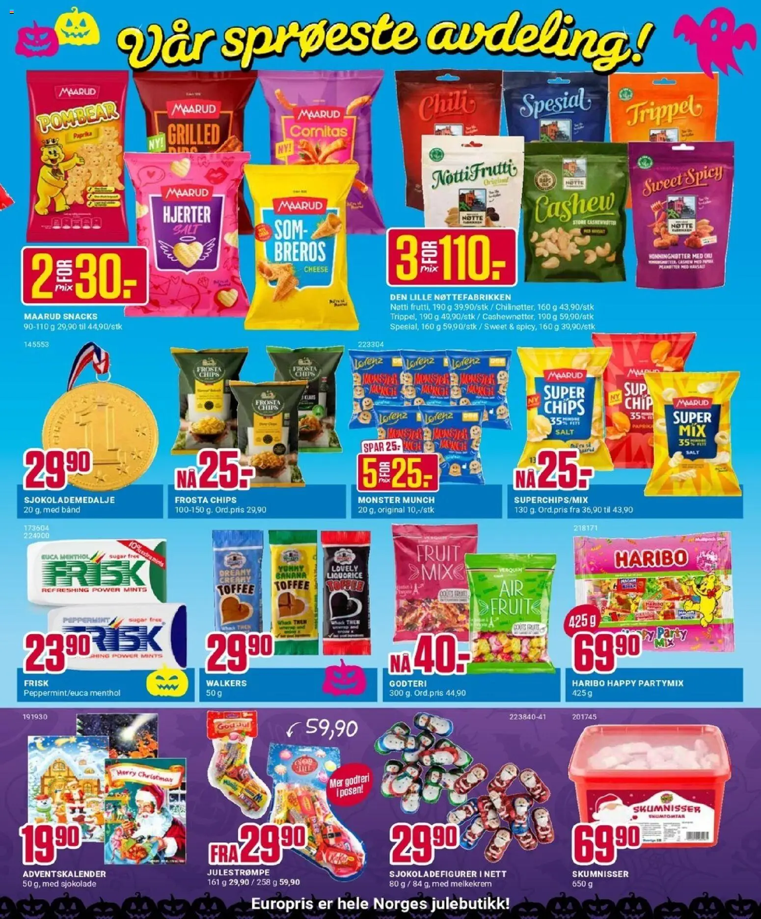 {H1} | Side: 3 | Produkter: Monster, Godteri, Snacks, Salt