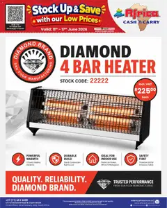 Africa Cash & Carry specials catalogue – valid from 11.06.2026 | Page: 35 | Products: Grill, Heater, Bar heater, Stock