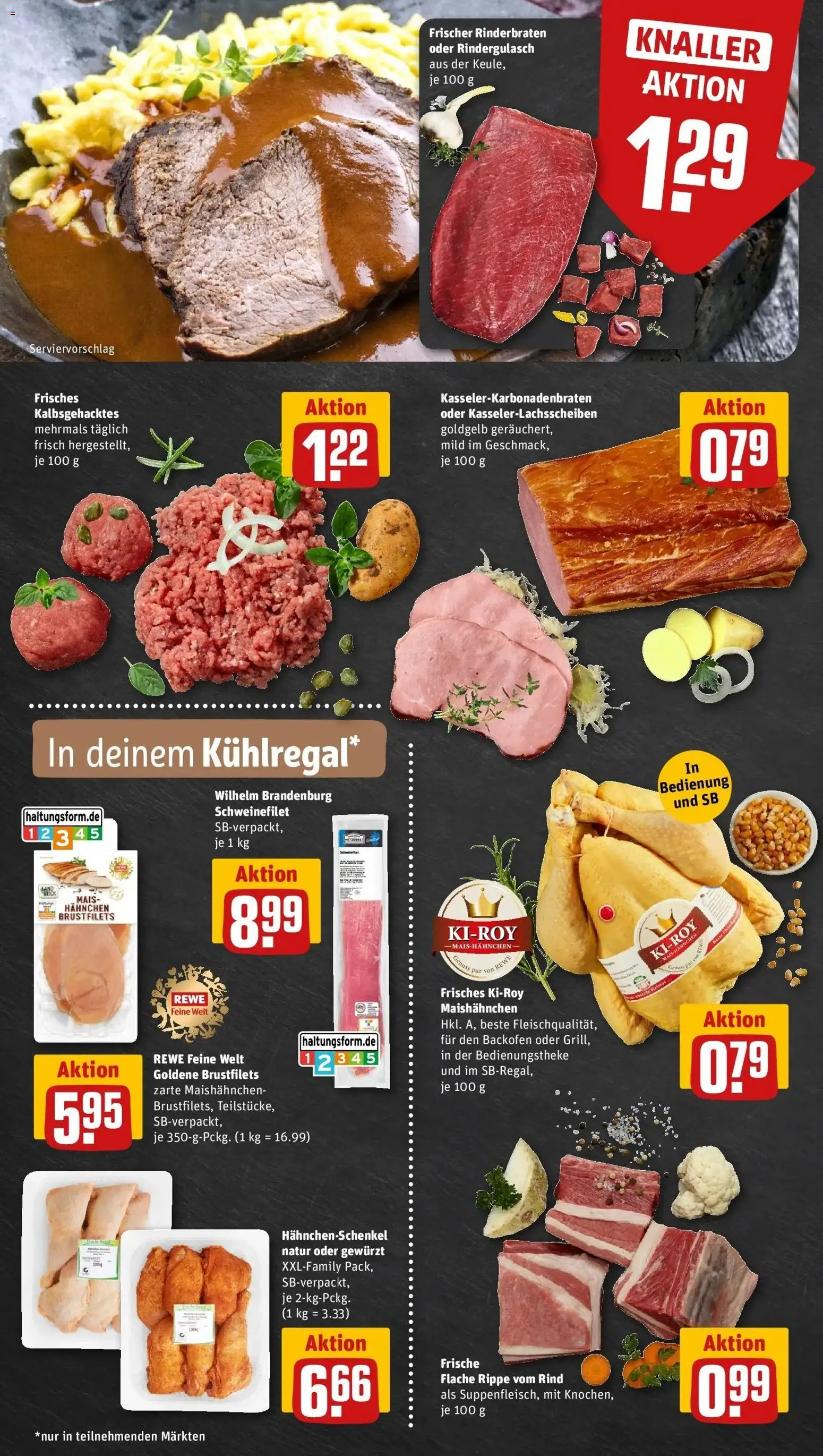 REWE Prospekt ab 10.08.2026 zum Blättern » Angebote | Seite: 8 | Produkte: Rinderbraten, Mais, Hahnchen, Backofen