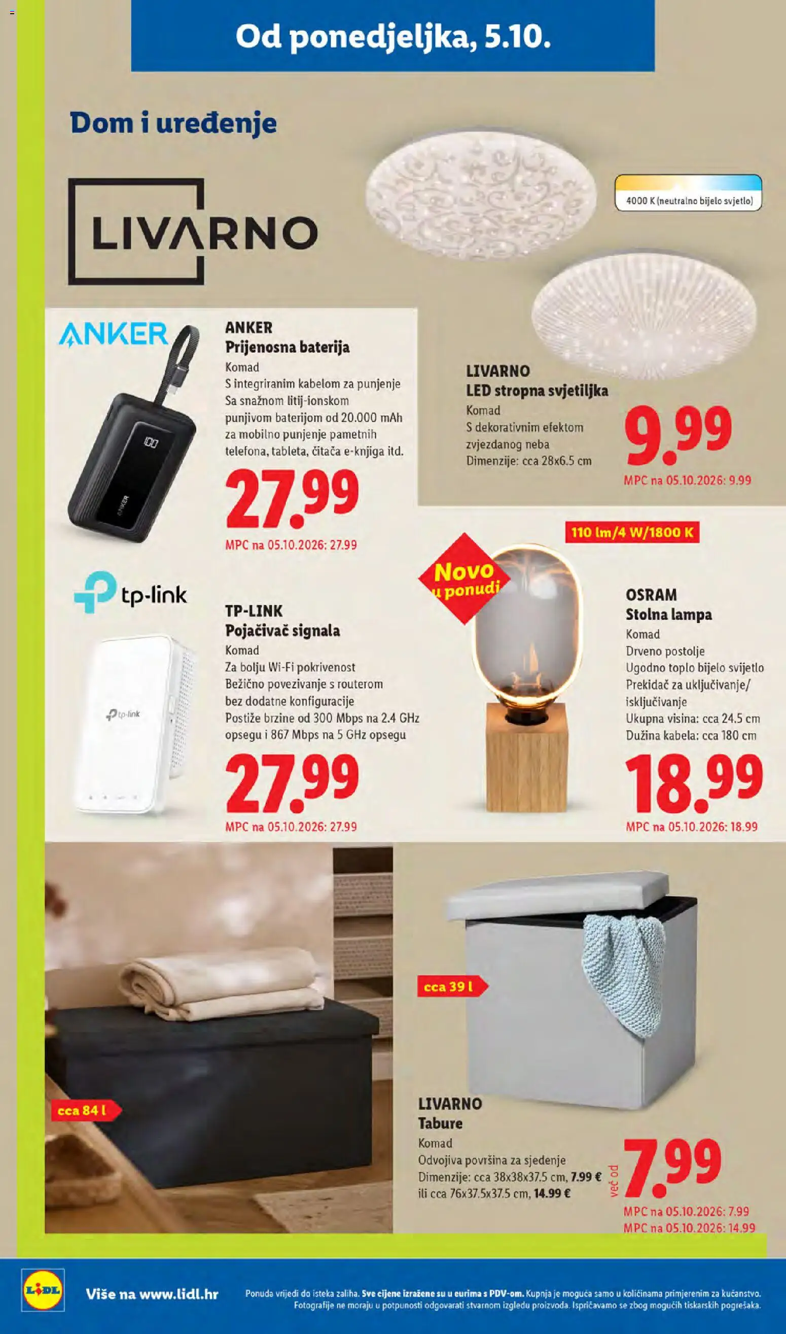 Lidl katalog | vrijedi od 05.10.2026 | Stranica: 36 | Proizvodi: Stolna lampa, Svjetiljka, Led, Tabure