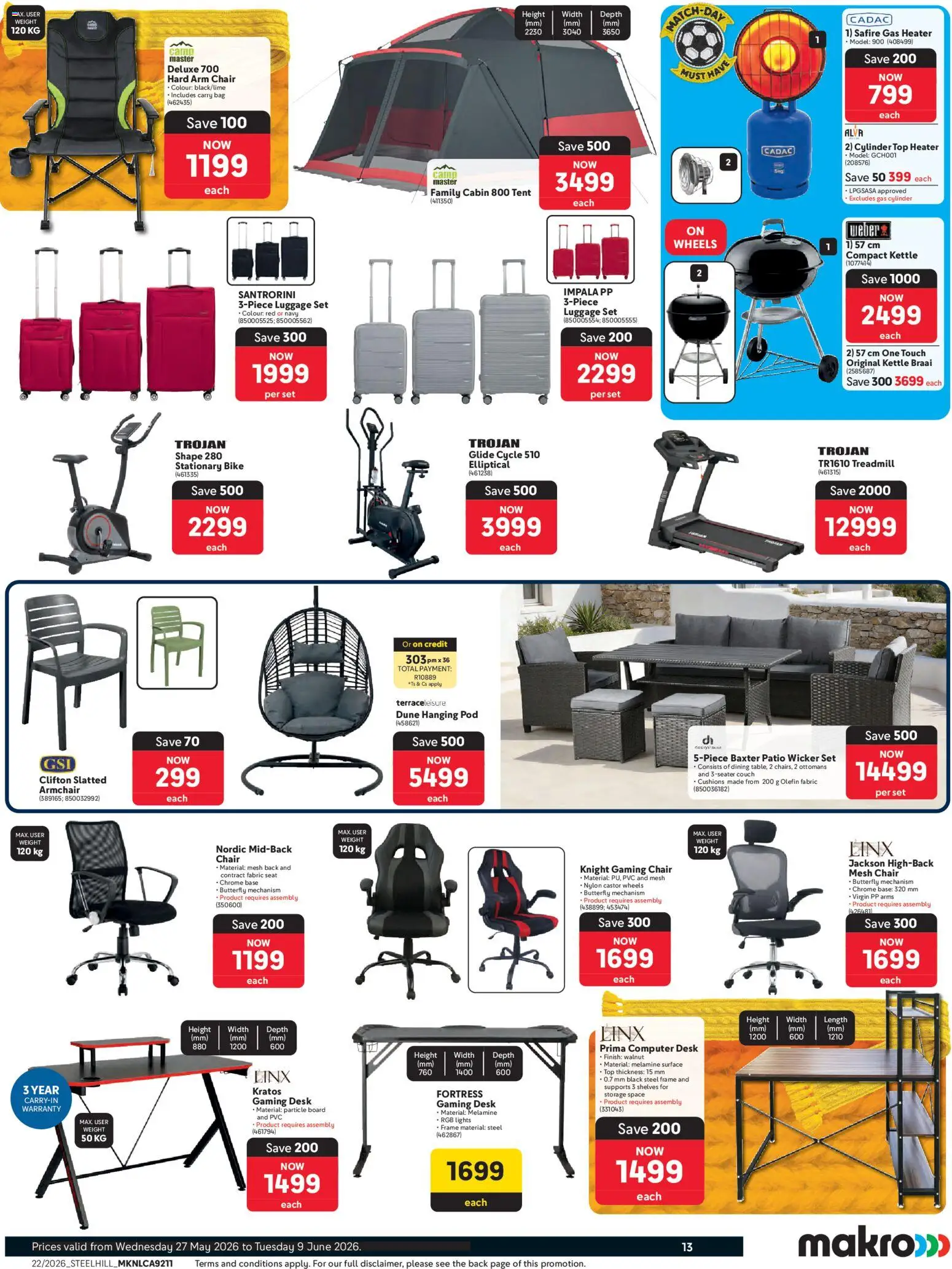 New Makro catalogue – valid from 27.05.2026 | Page: 13 | Products: Desk, Kettle, Couch, Heater