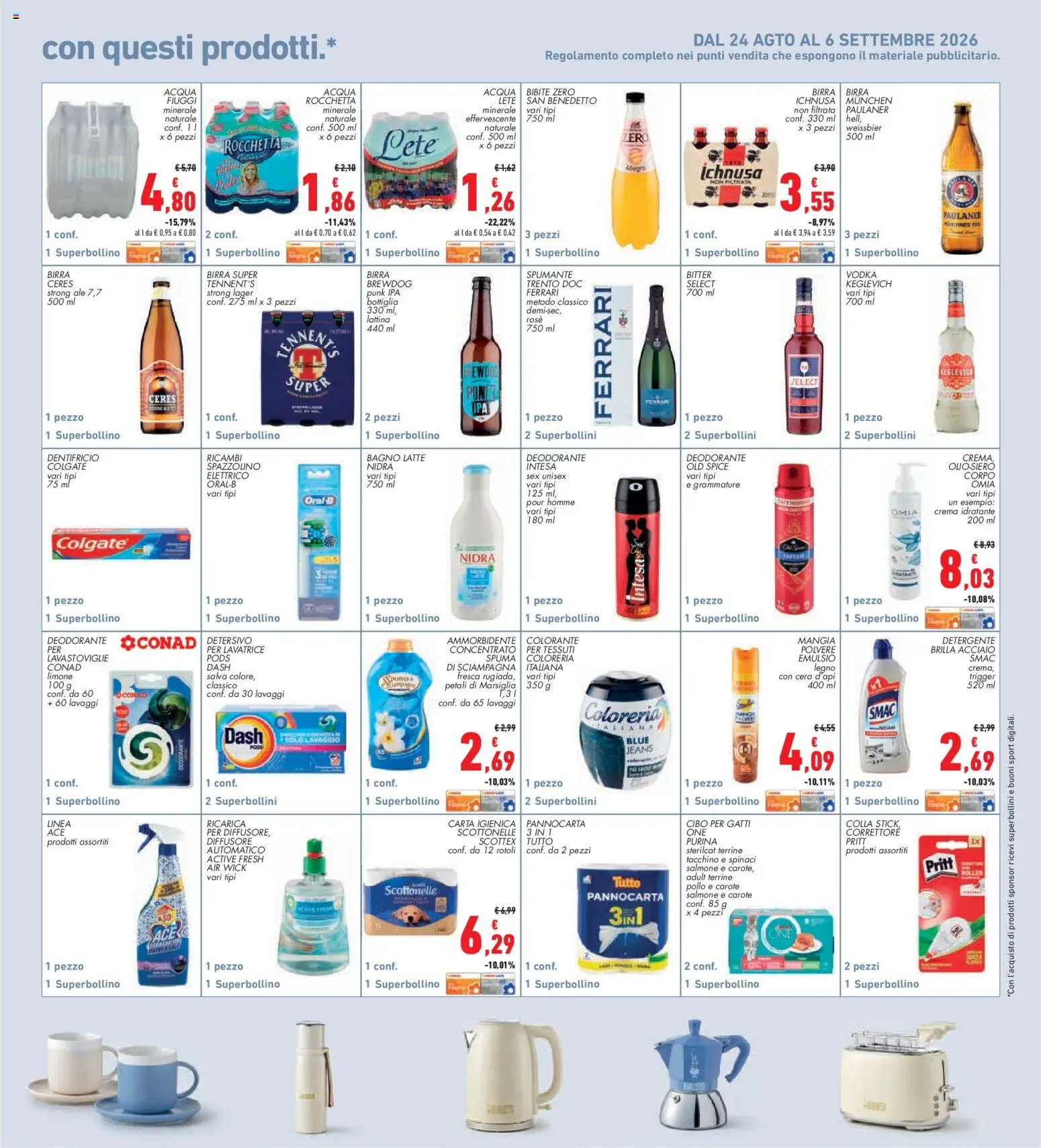 Volantino Conad del 27/08/2026 | Pagina: 31 | Prodotti: Dentifricio, Ceres, Spumante, Colla