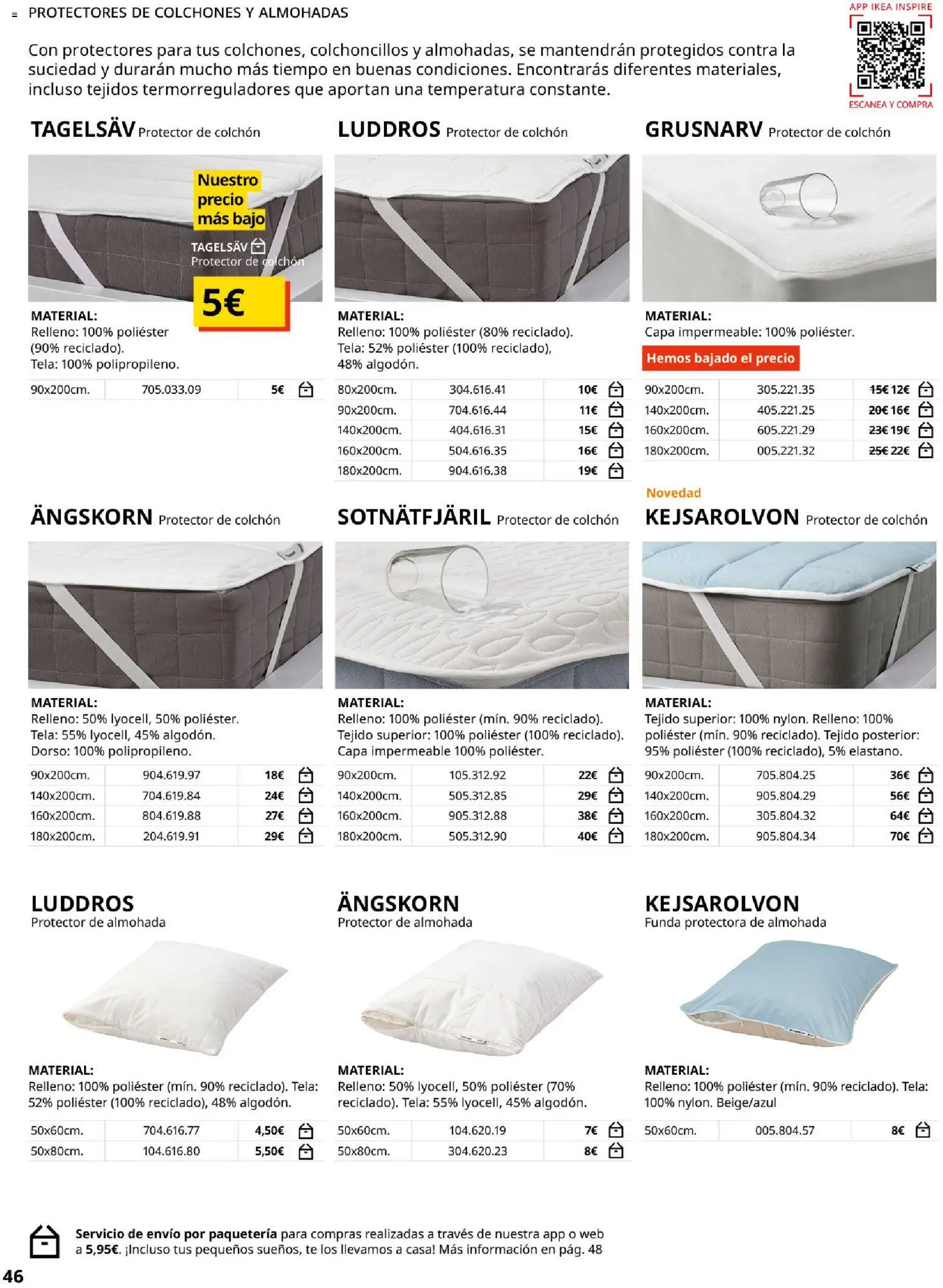 Catálogo IKEA Confort │ válido desde el 01.02.2026 | Página: 46 | Productos: Té, Colchon, Funda, Almohada
