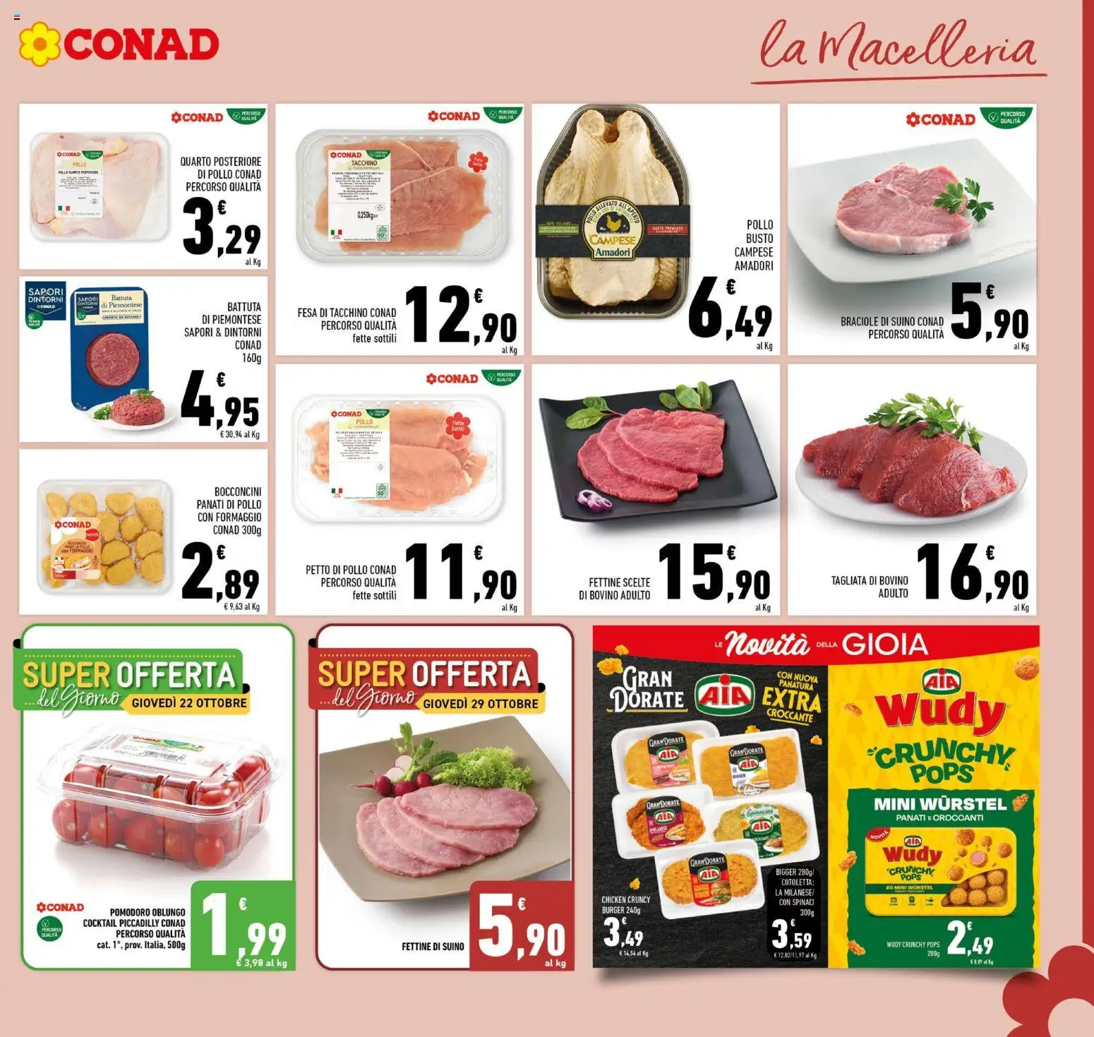 Volantino Conad del 21/10/2026 | Pagina: 7 | Prodotti: Petto di Pollo, Cocktail, Tacchino, Formaggio