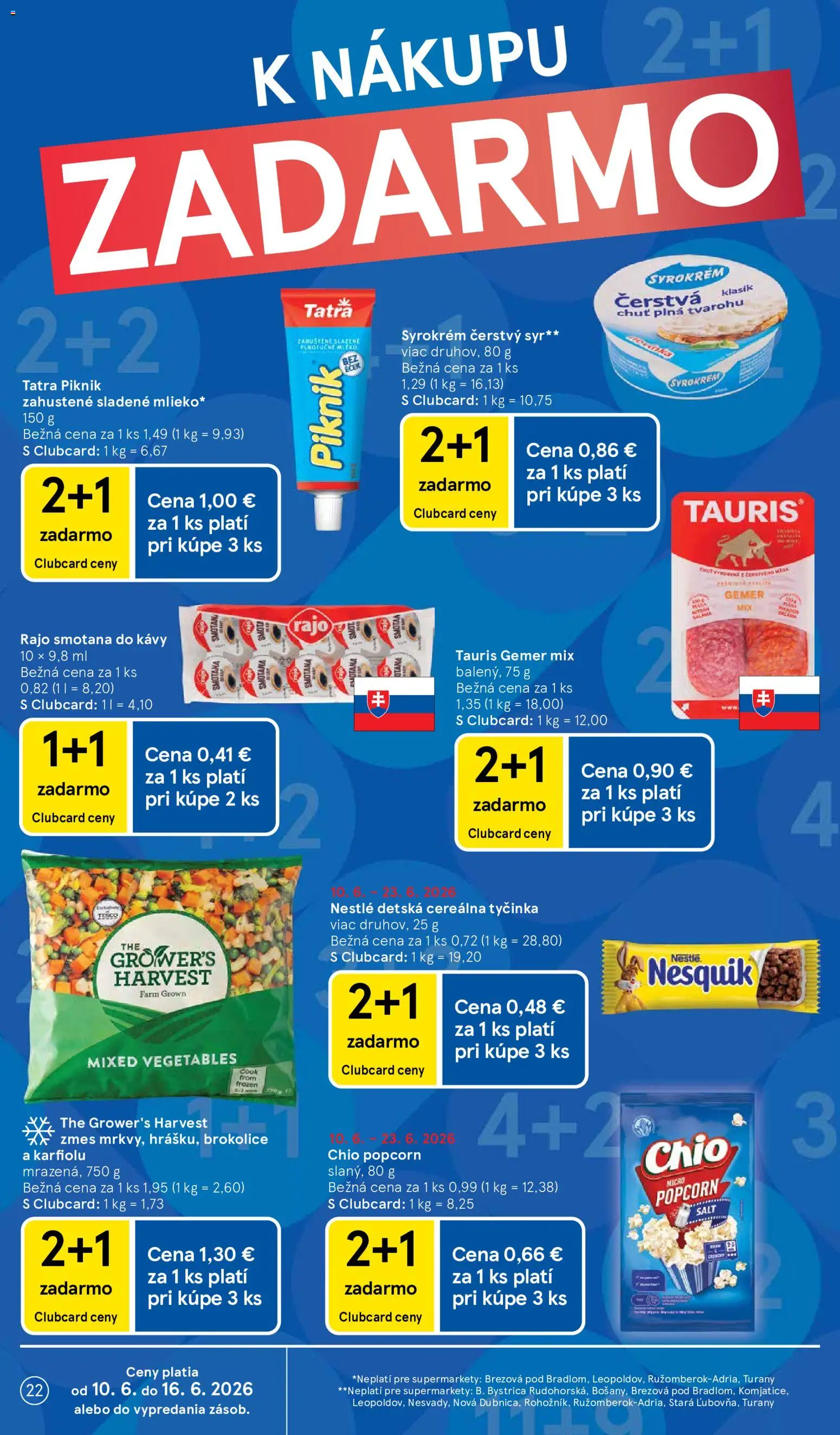 Nové Tesco akcie – leták je platný od 10.06.2026 | Strana: 22 | Produkty: Syr, Smotana, Nesquik