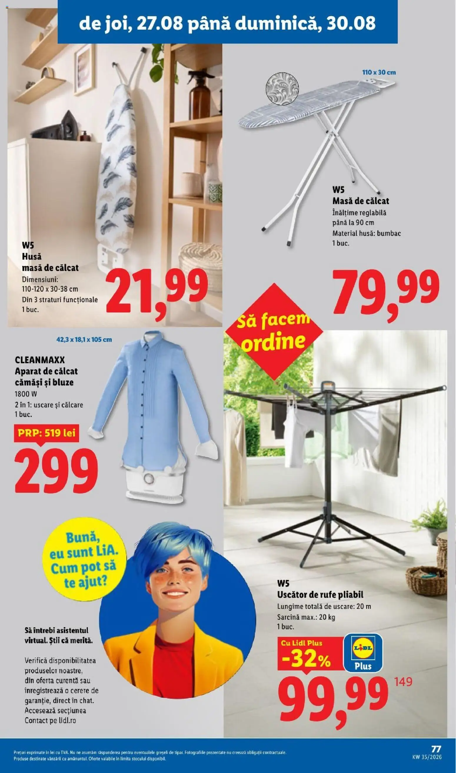 Noul catalog Lidl – valabil de la 24.08.2026 | Pagină: 77 | Produse: Uscător, Uscător de Rufe, Aparat, Masă de călcat