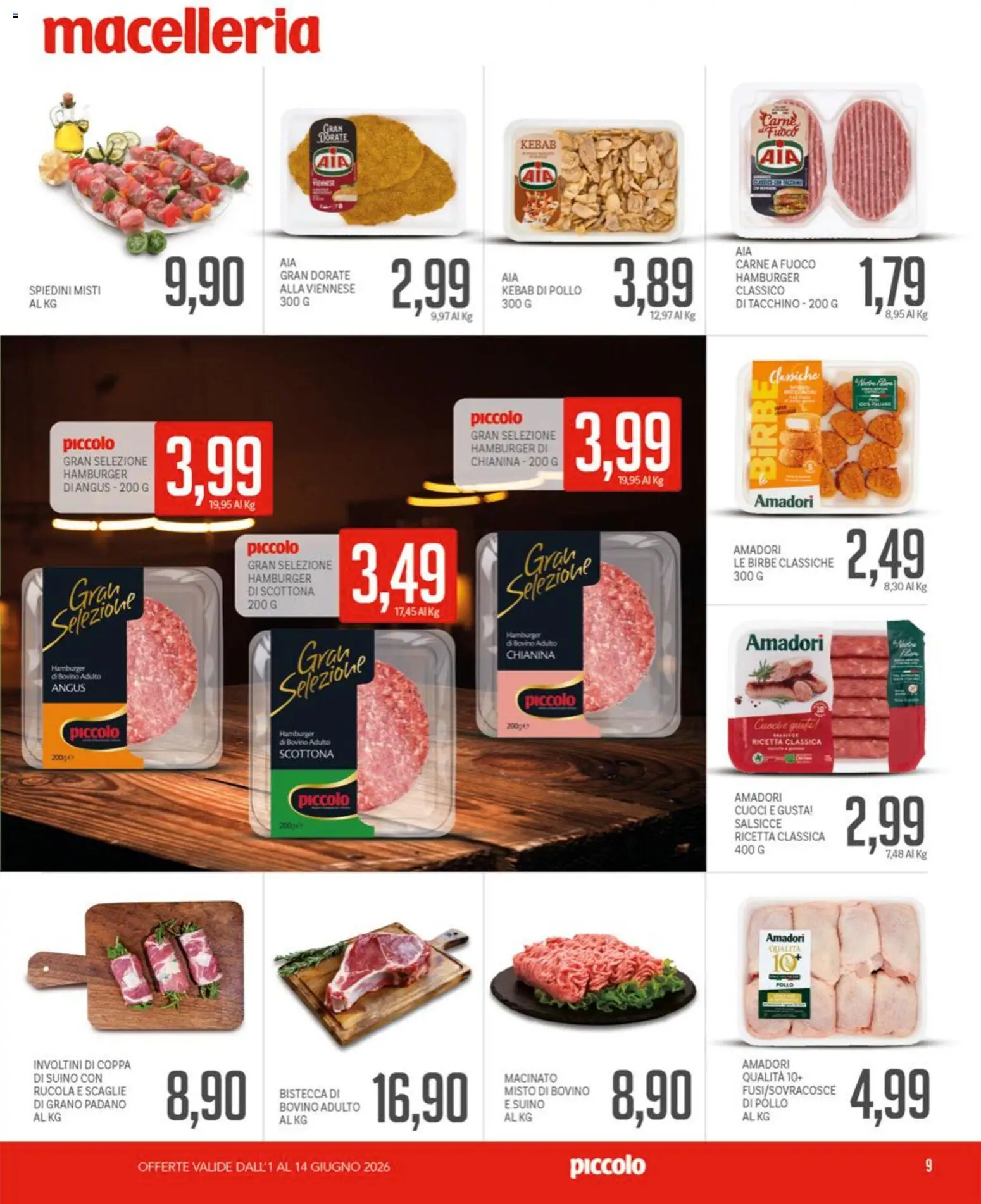 Volantino Piccolo del 01.06.2026 | Pagina: 9 | Prodotti: Bovino, Pollo, Tacchino, Hamburger
