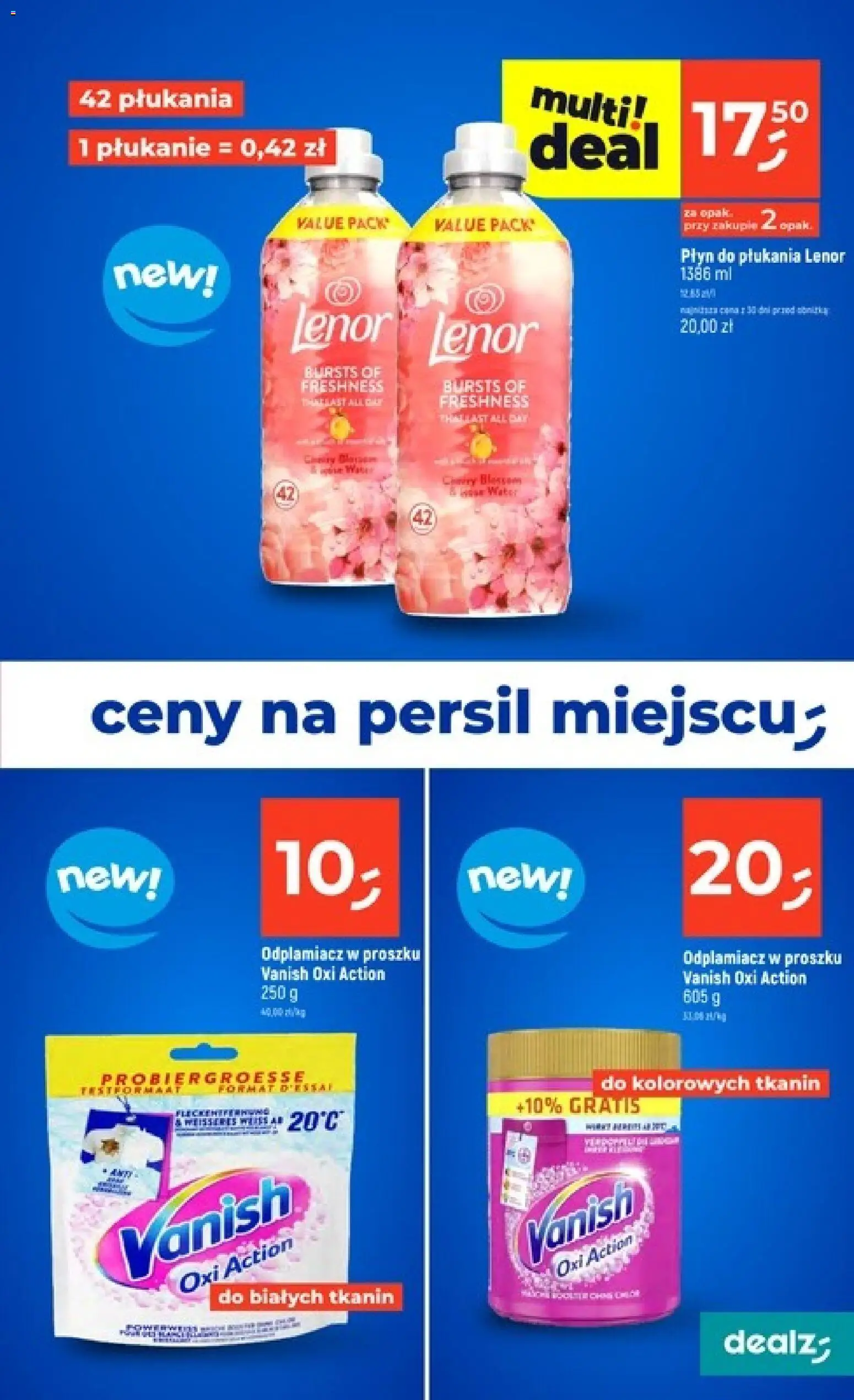 Dealz gazetka od 28.05.2026 | Strona: 41 | Produkty: Vanish, Persil, Płyn do płukania Lenor, Odplamiacz