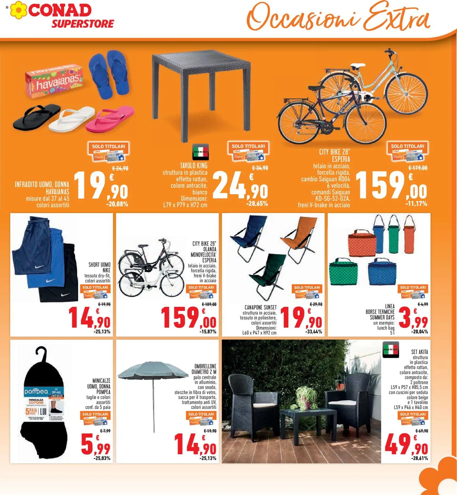 Volantino Conad del 04.06.2026 | Pagina: 31 | Prodotti: Tavolino, Ombrellone, Infradito, Tavolo