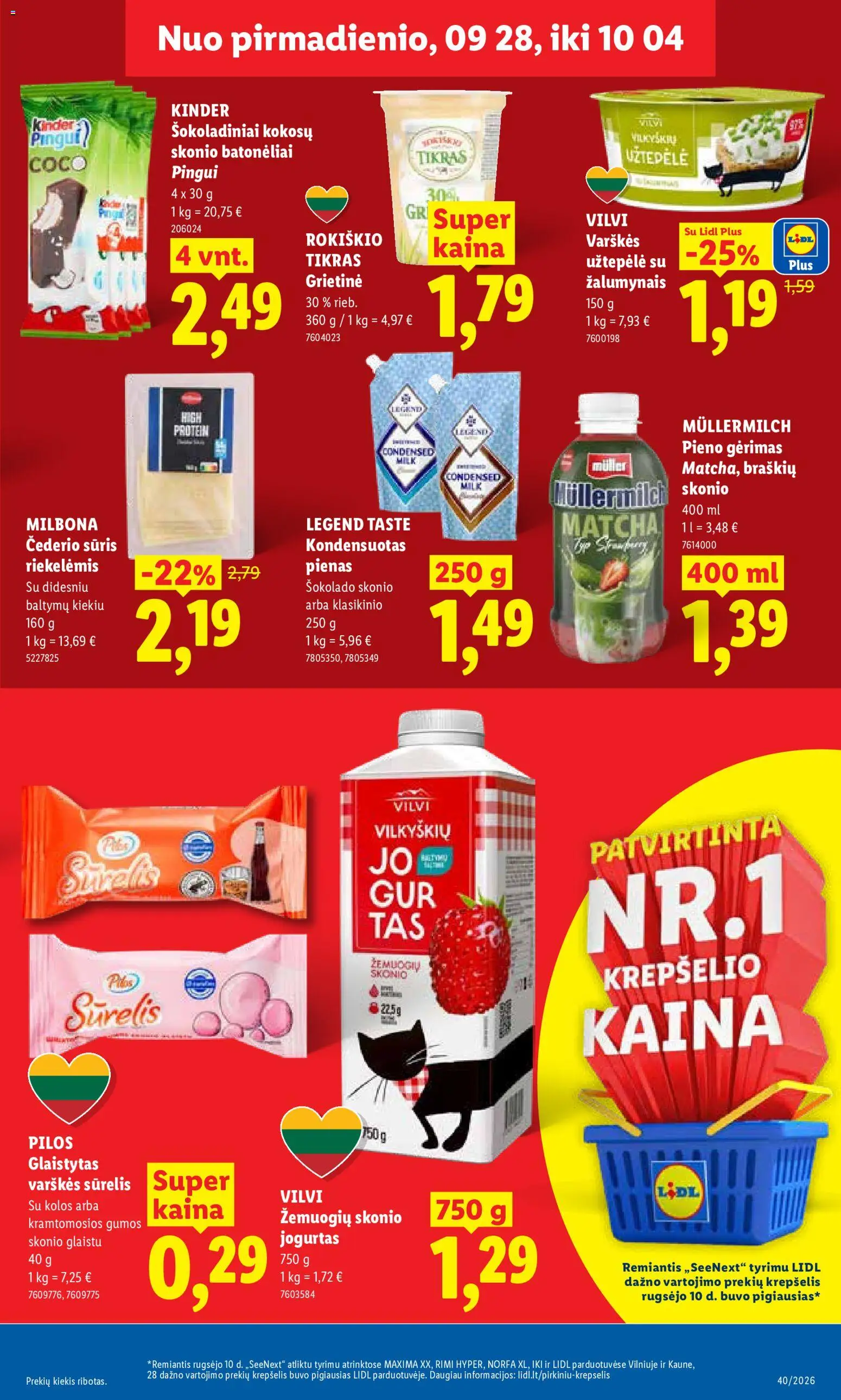 LIDL akcijos nuo 2026.09.28 | Puslapis: 9 | Prekių: Užtepėlė, Sūrelis, Krepšelis, Grietinė