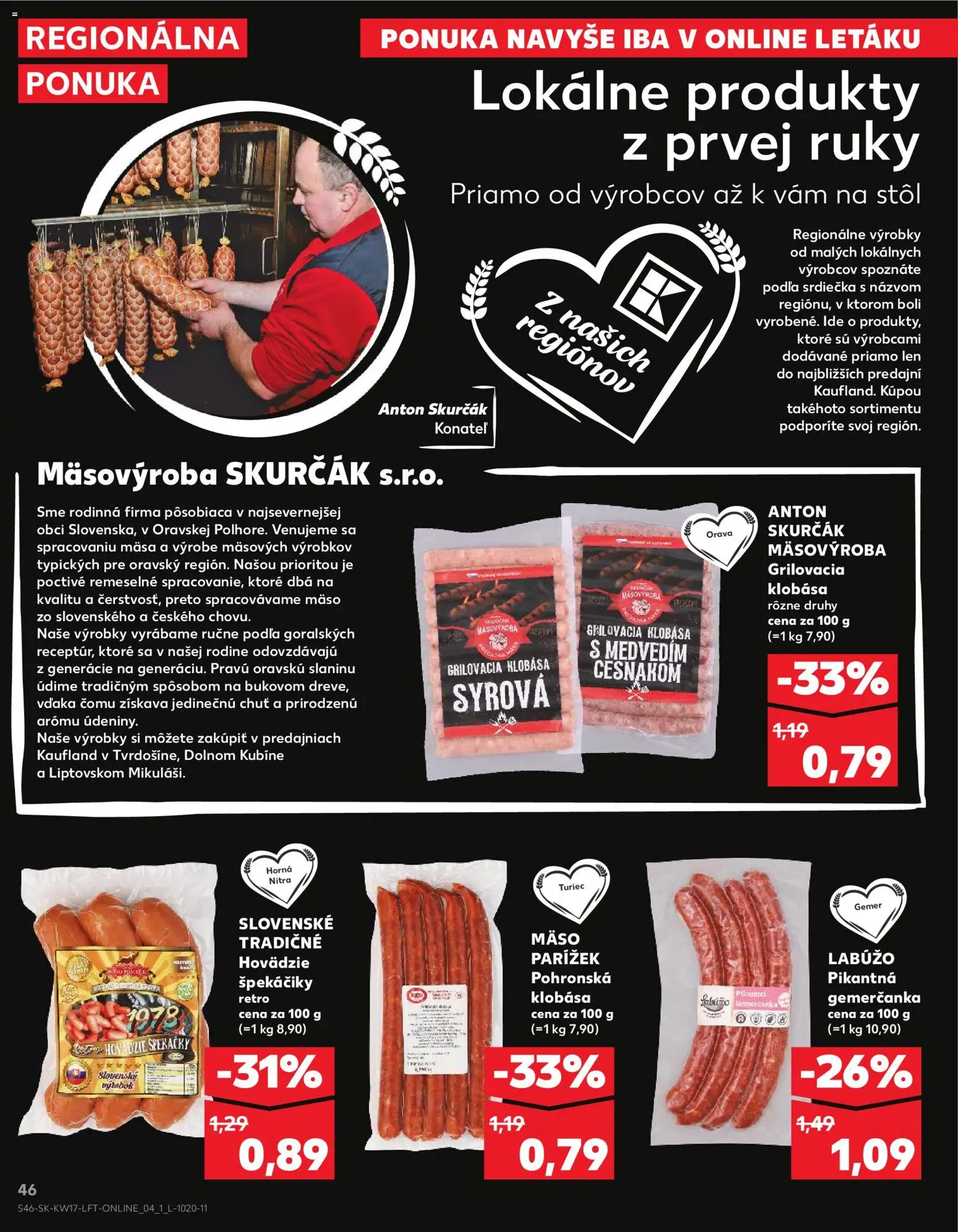 Nové Kaufland akcie – leták je platný od 23.04.2026 | Strana: 46 | Produkty: Stôl, Klobása
