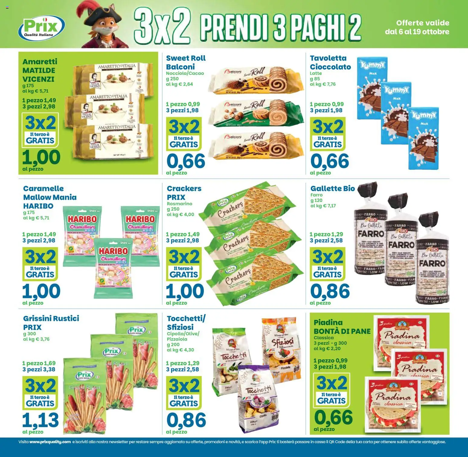 Volantino Prix del 06/10/2026 | Pagina: 8 | Prodotti: Amaretto, Crackers, Gallette, Grissini