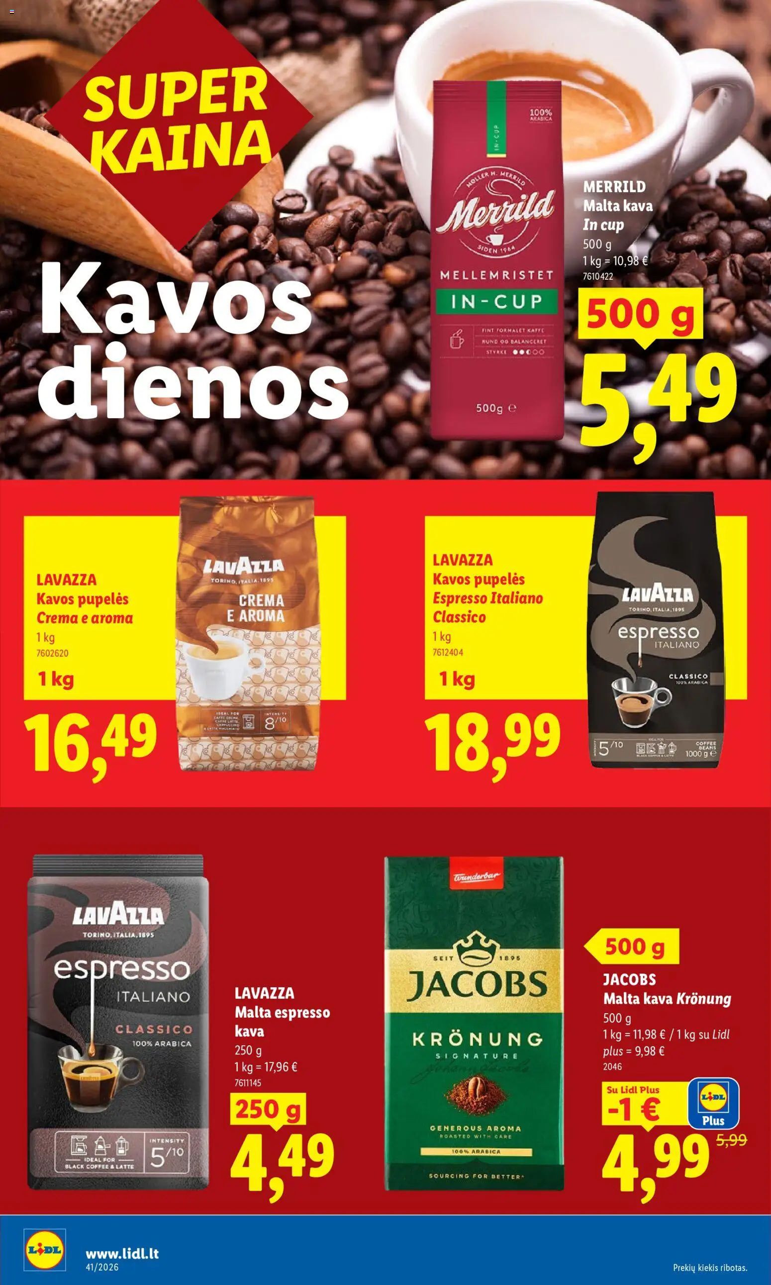 LIDL akcijos nuo 2026.10.05 | Puslapis: 12 | Prekių: Pupelės, Kavos pupelės, Kava