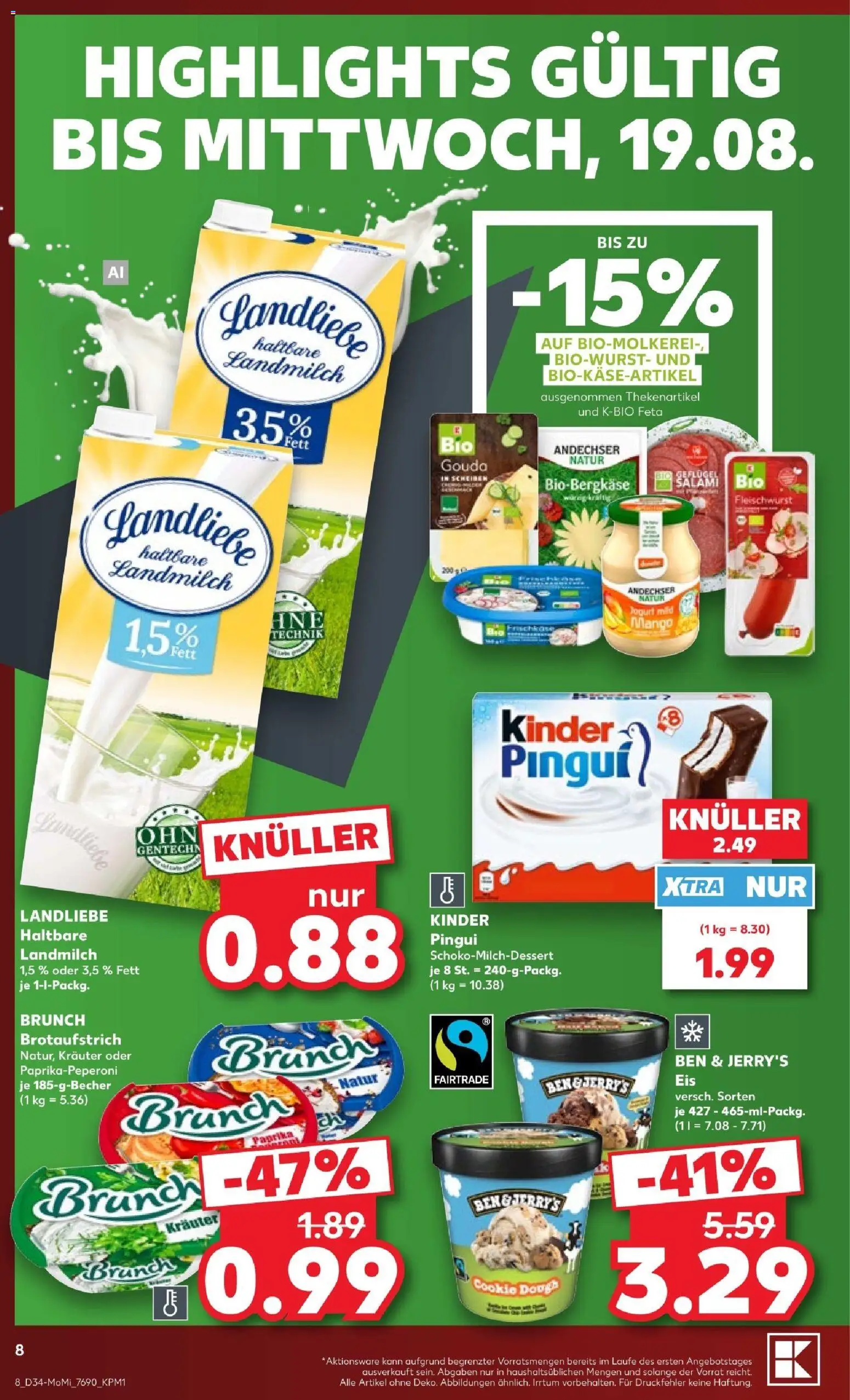 Kaufland Prospekt Speyer – gültig ab 17.08.2026 | Seite: 8 | Produkte: Gouda, Ben & Jerry's, Mango, Salami