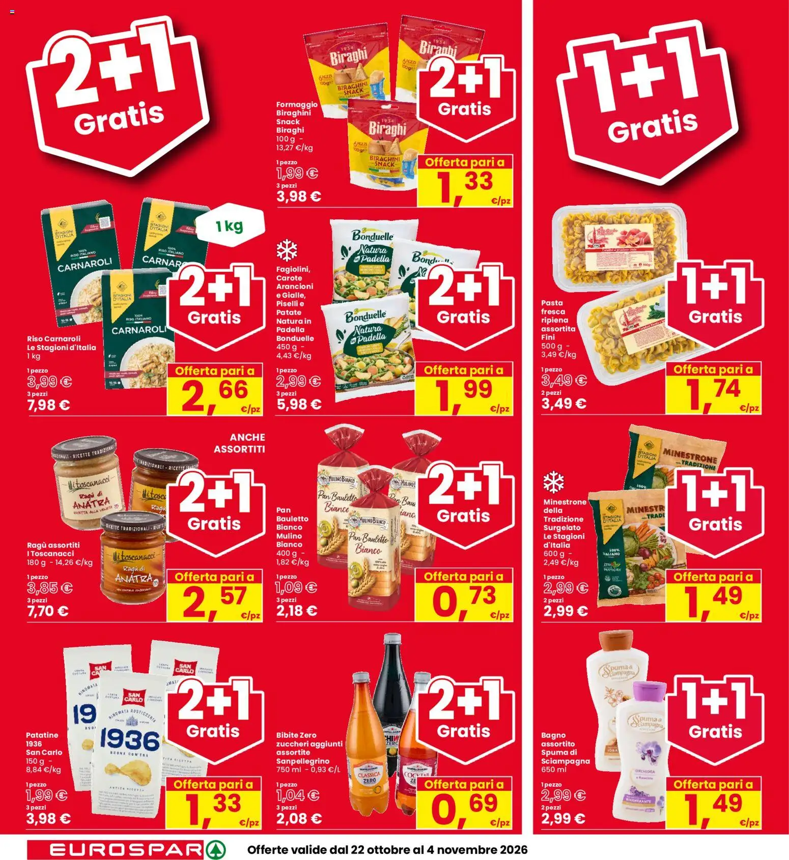 Volantino Eurospar del 22/10/2026 | Pagina: 4 | Prodotti: Minestrone, Riso, Padella, Anatra