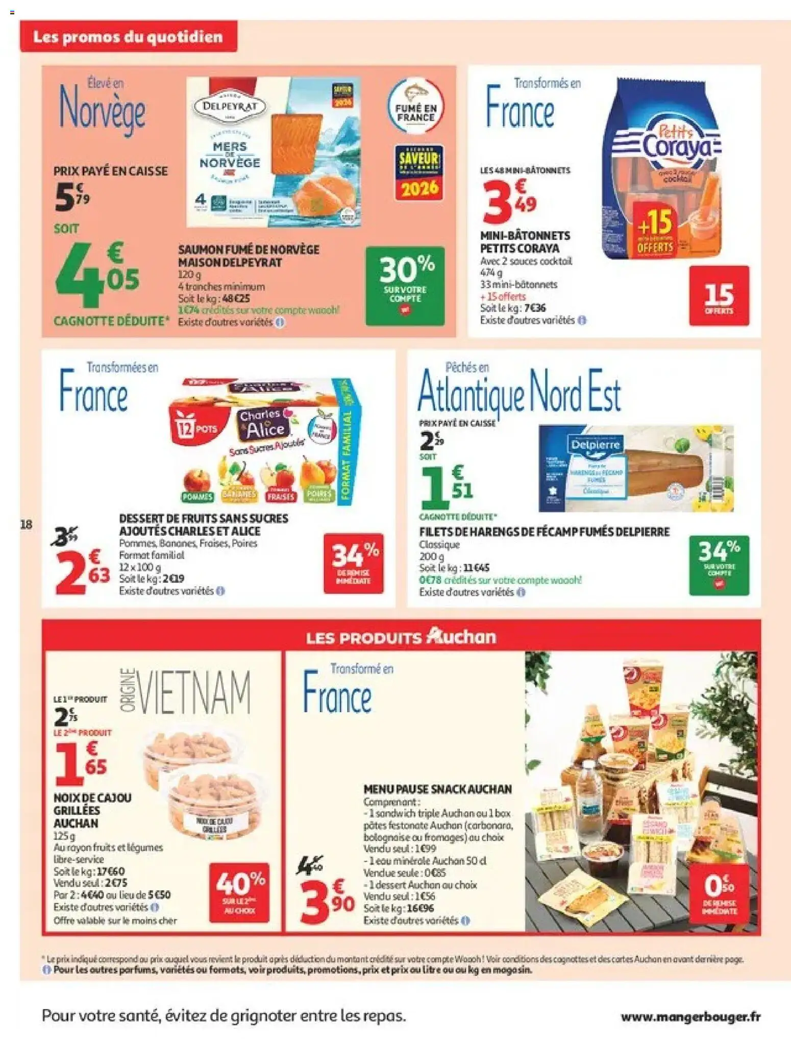 {H1} | Page: 18 | Produits: Eau minérale, Noix de cajou, Sandwich, Noix