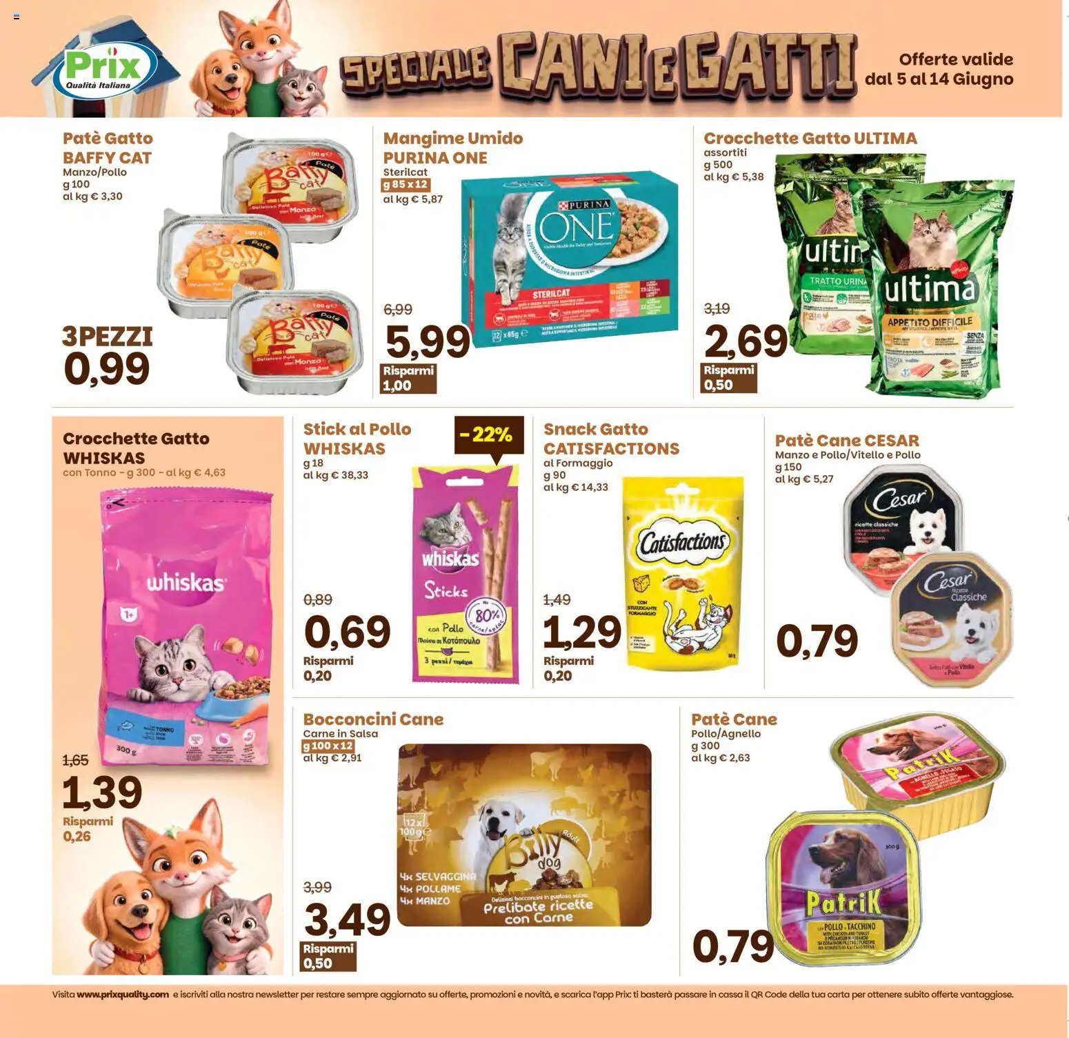 Volantino Prix del 05.06.2026 | Pagina: 12 | Prodotti: Paté, Formaggio, Crocchette, Tonno