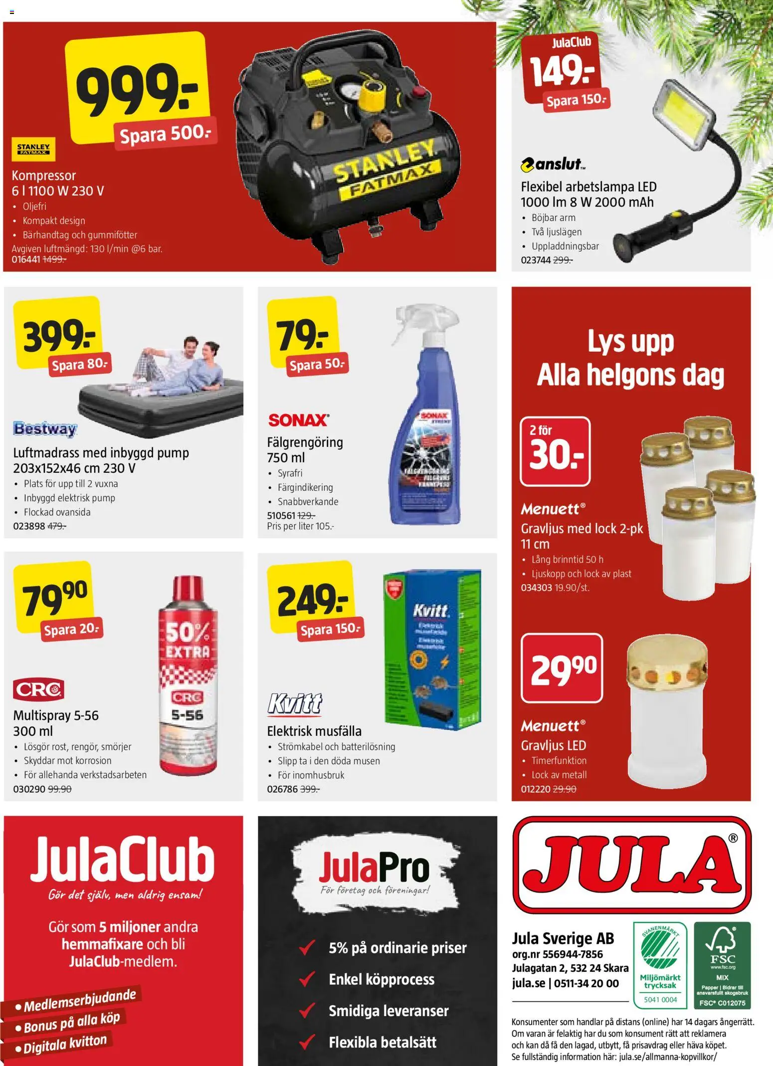Jula reklamblad aktuell från 22/10/2026 | Sida: 12 | Produkter: Luftmadrass, Lock, Kompressor, Musfälla
