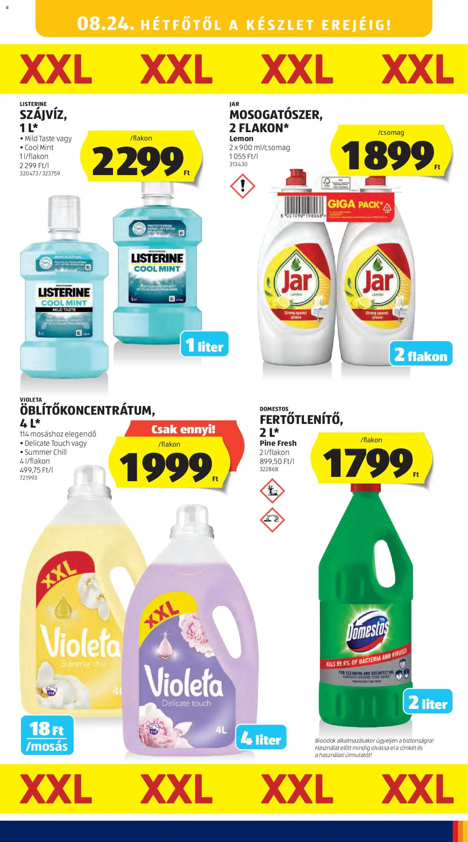 Aldi akciós ujság - amely érvényes a következő dátumtól: 2026.08.21. | Oldal: 25 | Termékek: Listerine, Jar, Domestos