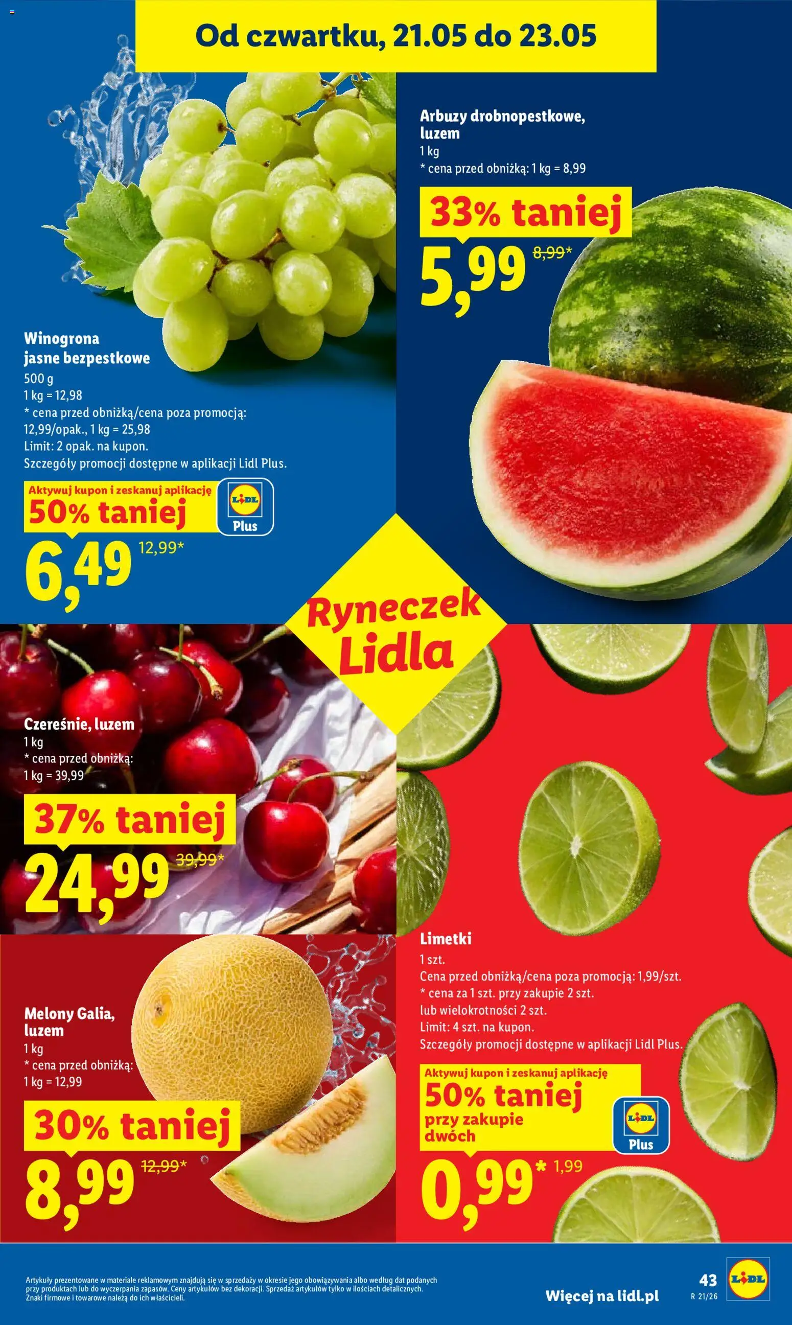 Lidl gazetka od 21.05.2026 | Strona: 43 | Produkty: Winogrona, Melon