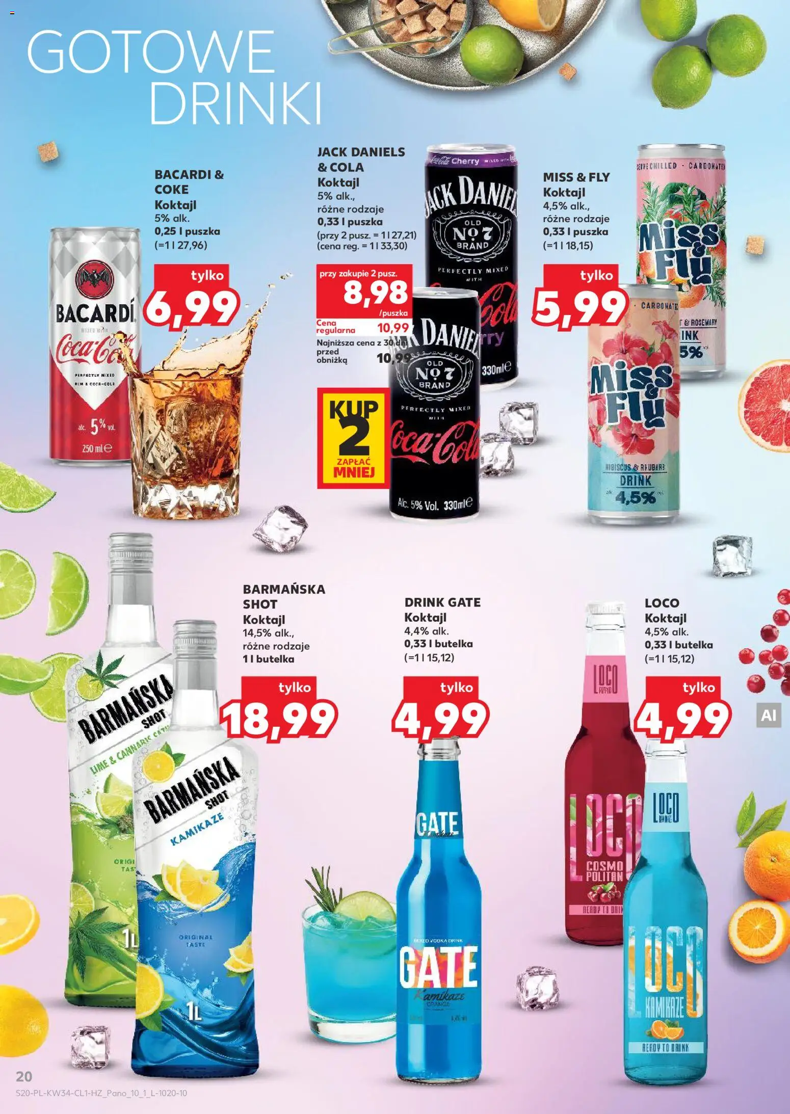 Kaufland Polsko leták - Barek od 20.08.2026 | Strana: 20 | Produkty: Bacardi, Cola