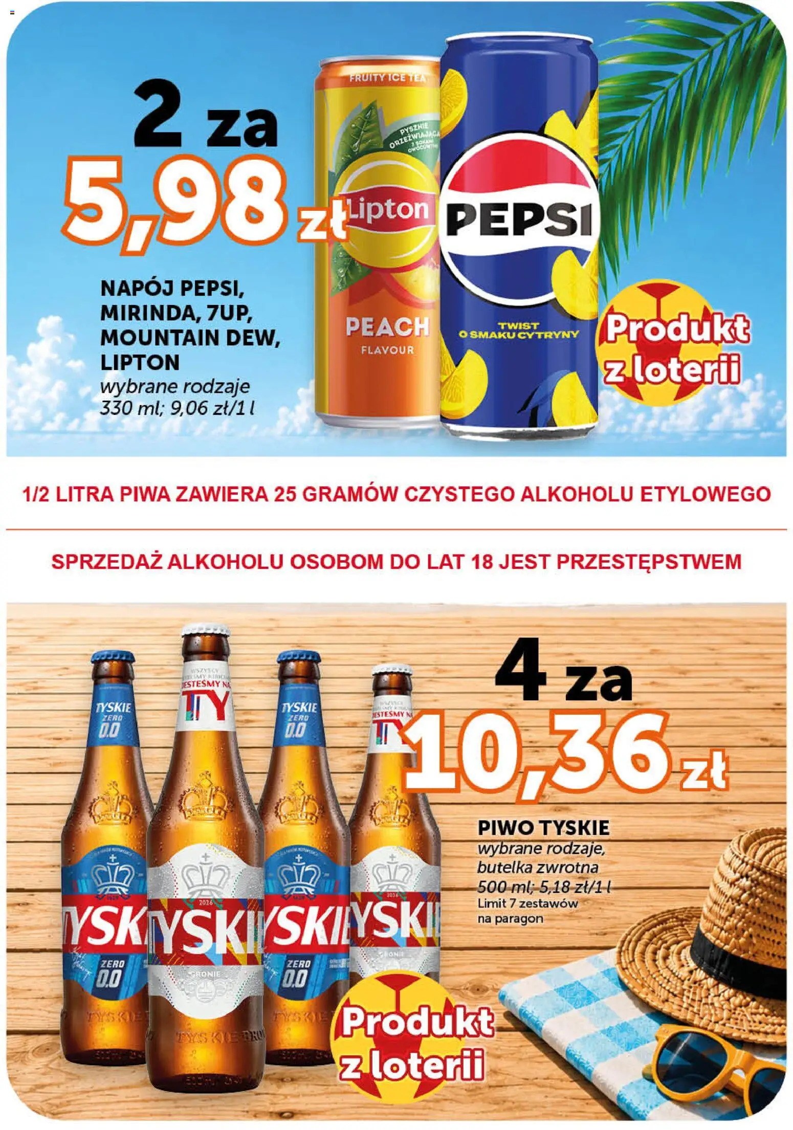 Groszek gazetka - Minimarket od 02.07.2026 | Strona: 2 | Produkty: Ice Tea, Pepsi, Tyskie, Piwo