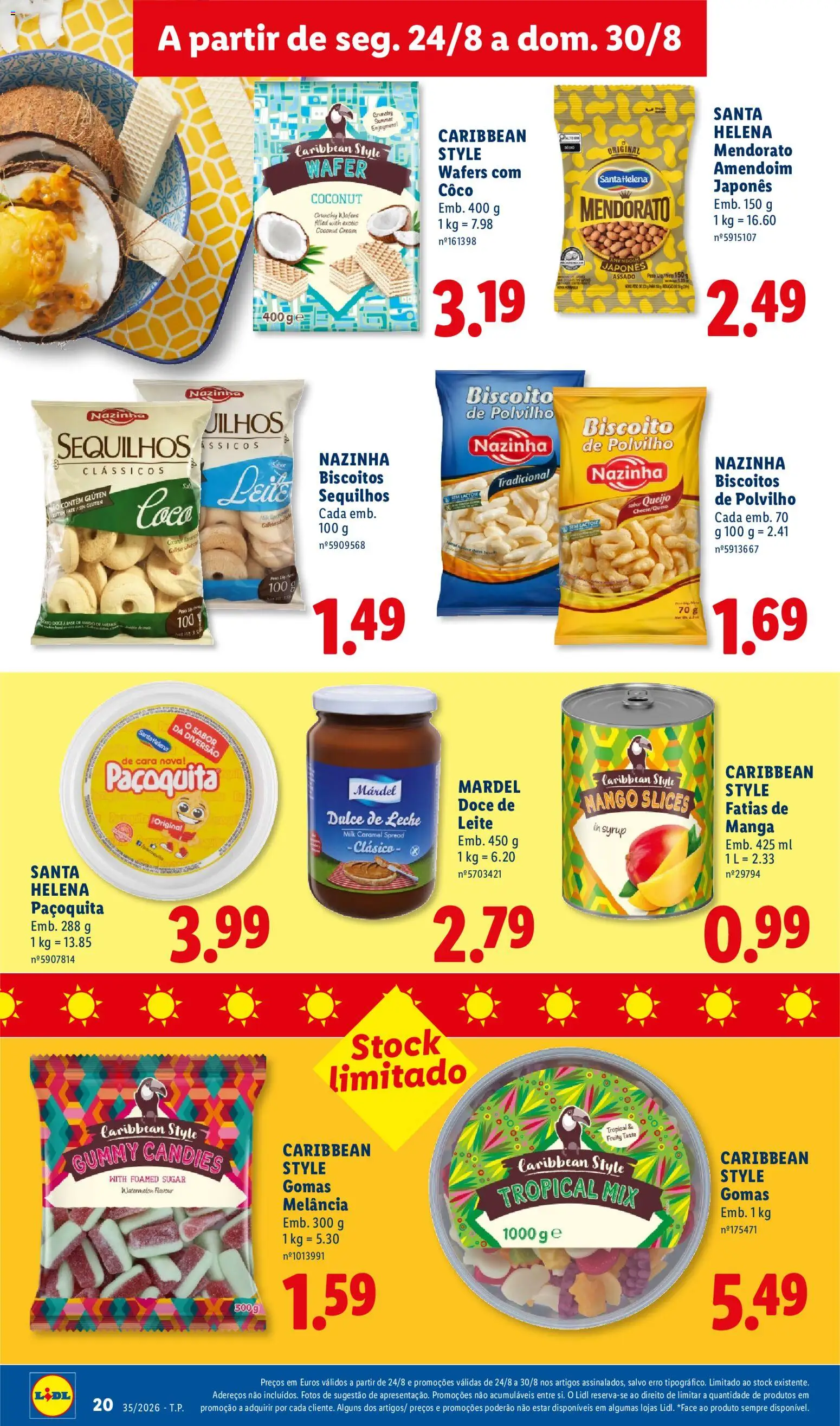 Lidl folheto │ válido de 24/08/2026 | Página: 20 | Produtos: Doce de leite, Pato, Gomas, Coco