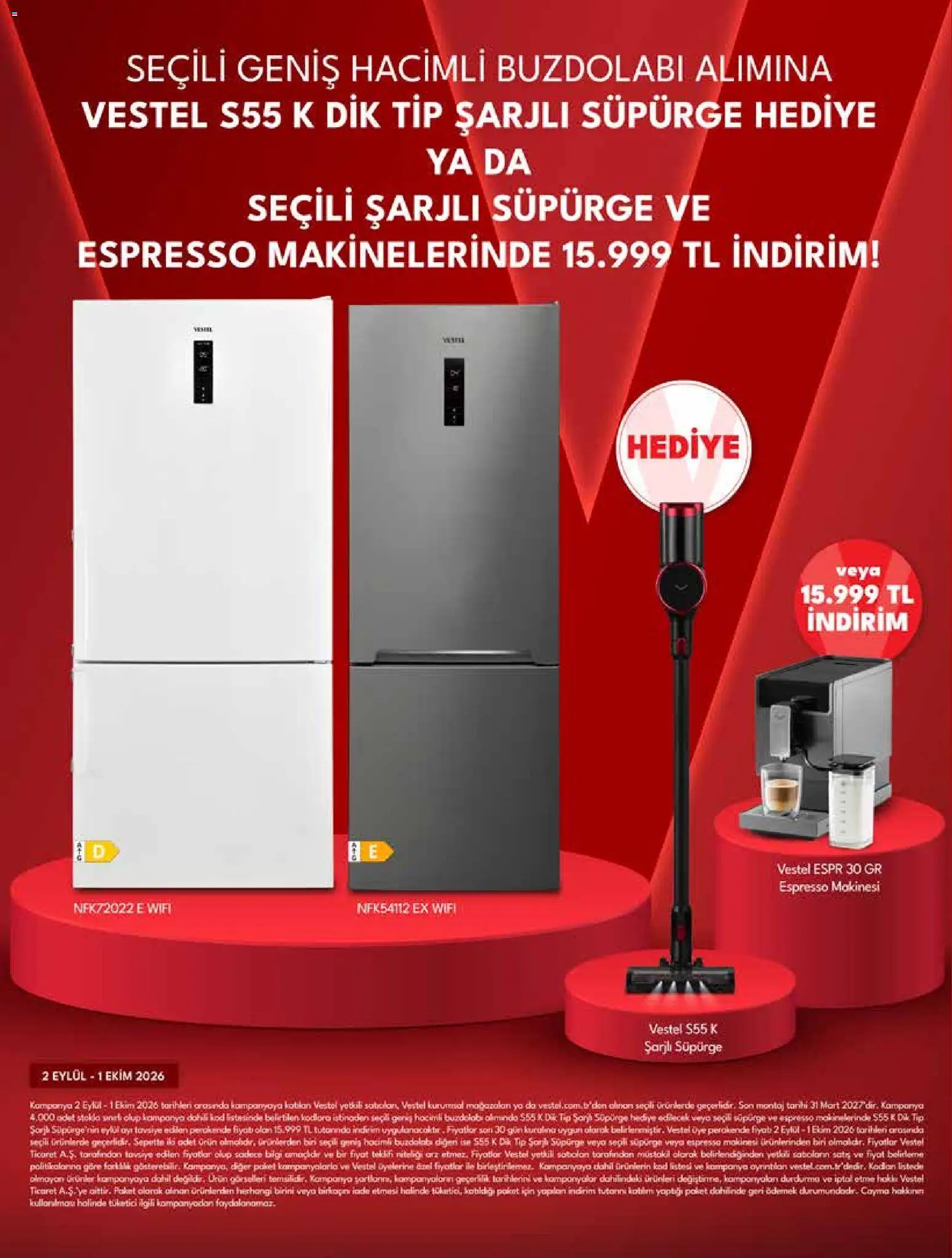 Vestel Katalog - 02 Eylül 2026 tarihinden itibaren geçerlidir | Sayfa: 8 | Ürünler: Espresso makinesi, Buzdolabı