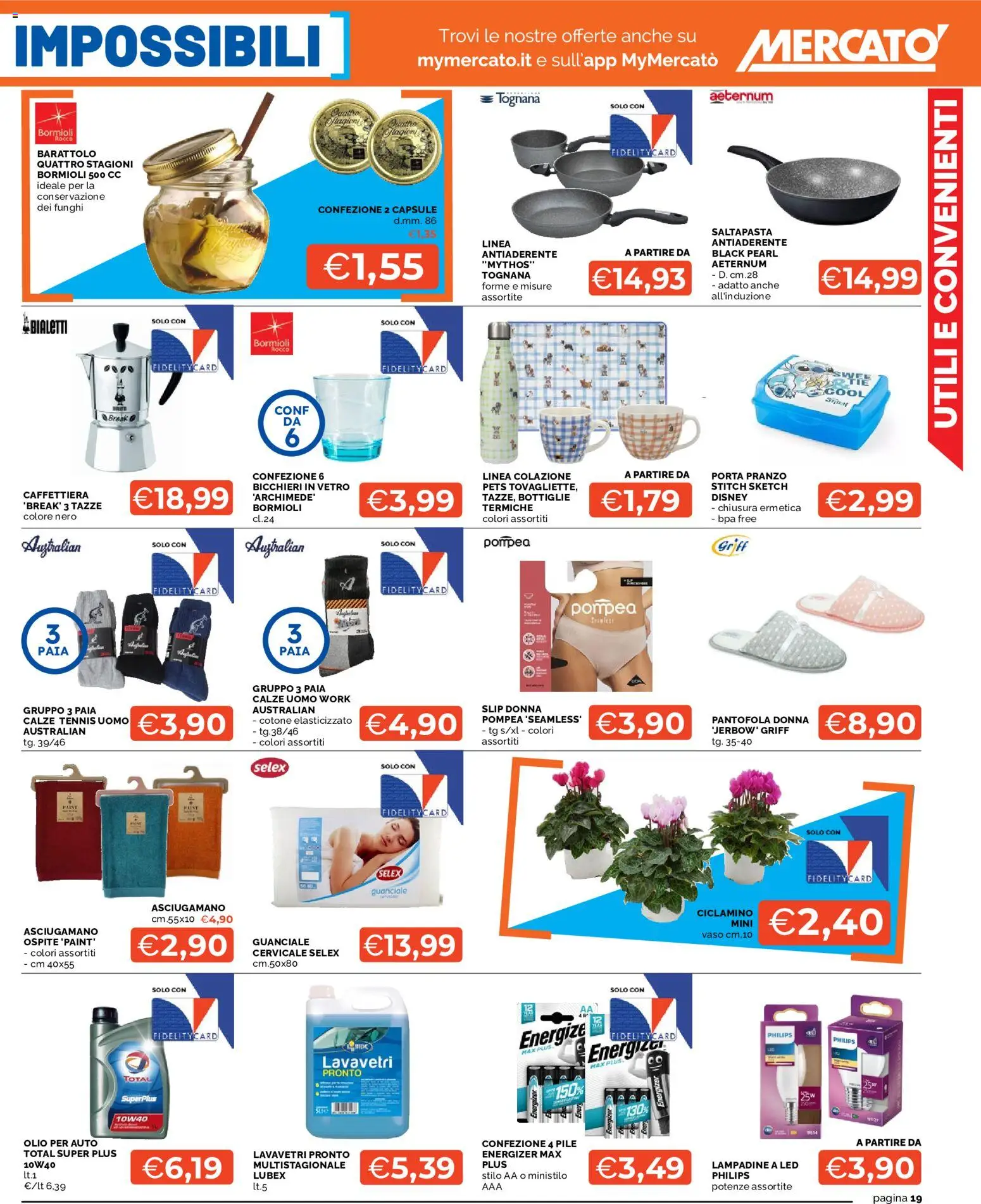 Volantino Mercatò del 24/08/2026 | Pagina: 19 | Prodotti: Caffettiera, Lavavetri, Guanciale, Lampadine